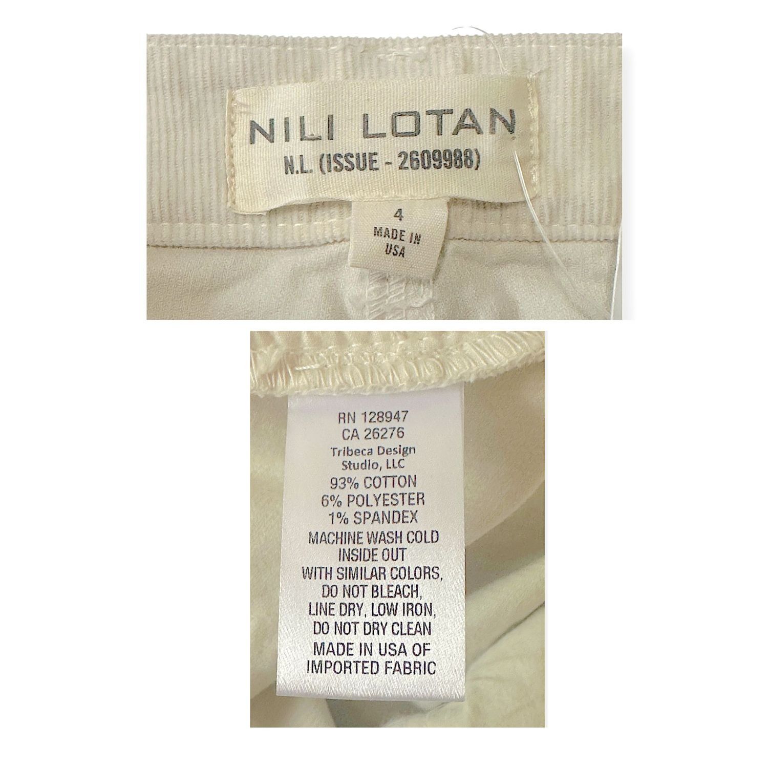 Nili Lotan Nili Lotan Corduroy Bradford Pant, Winter White, Size 4, New Size 27" / US 4 / IT 40 - 5 Thumbnail