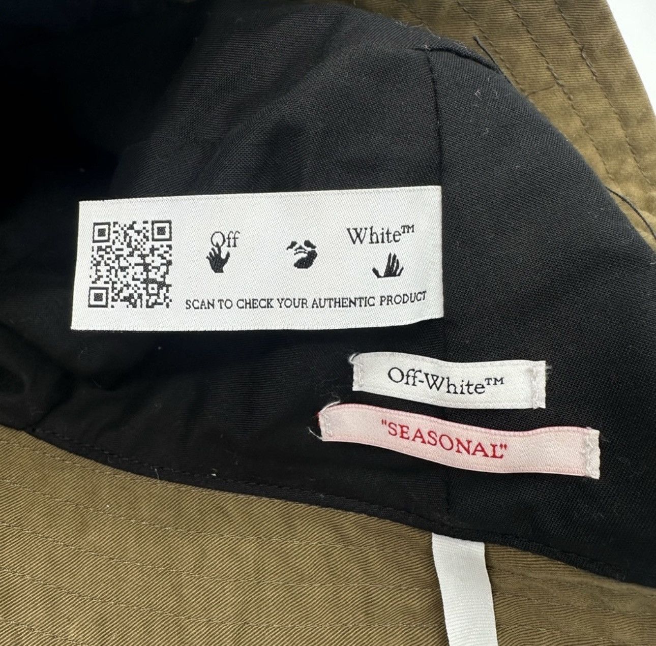 Off-White Off-White logo Khaki Bucket Hat Size ONE SIZE - 3 Thumbnail