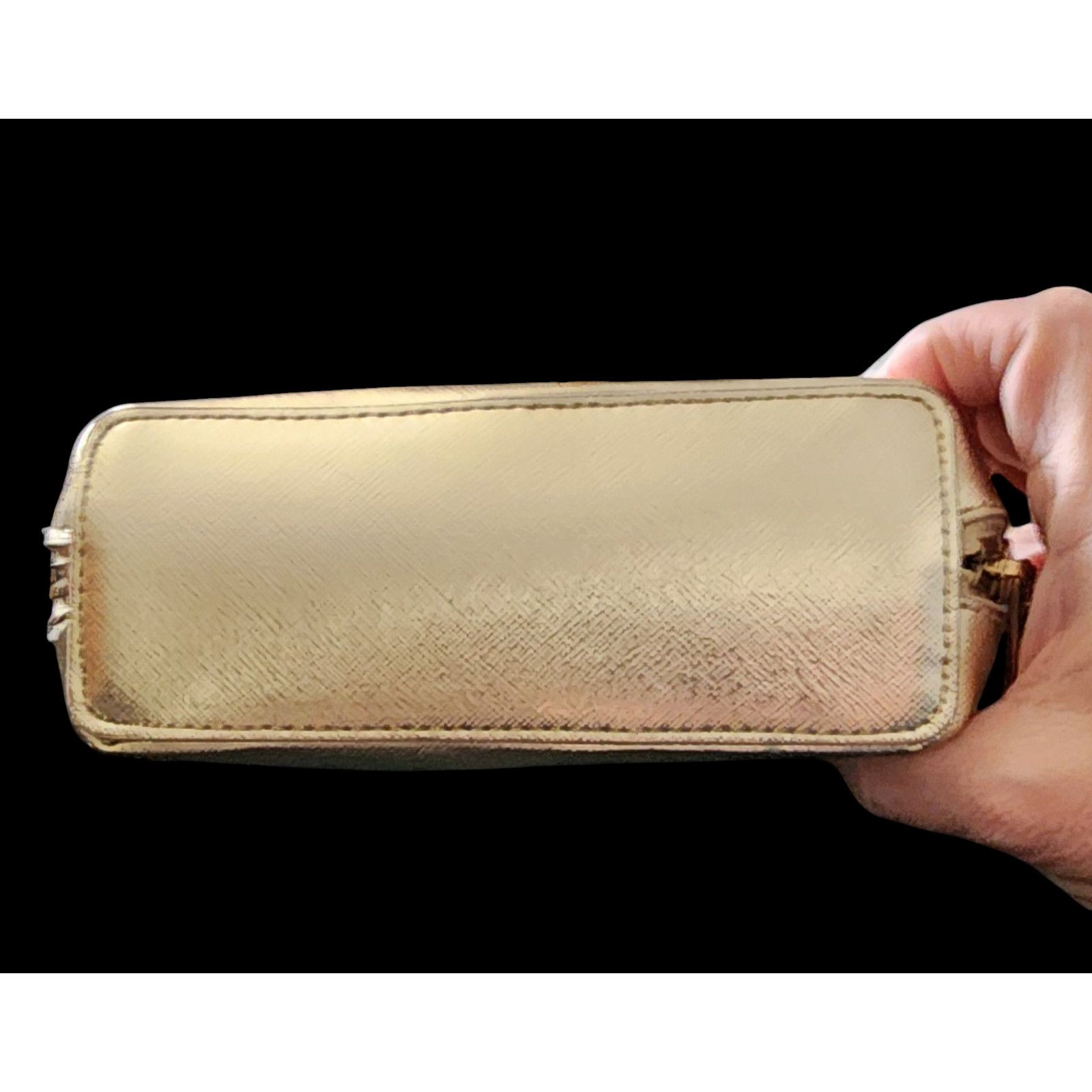 Michael Kors Michael Kors Jet Set Travel Cosmetic Leather Pouch-Pale Gold Size ONE SIZE - 3 Thumbnail