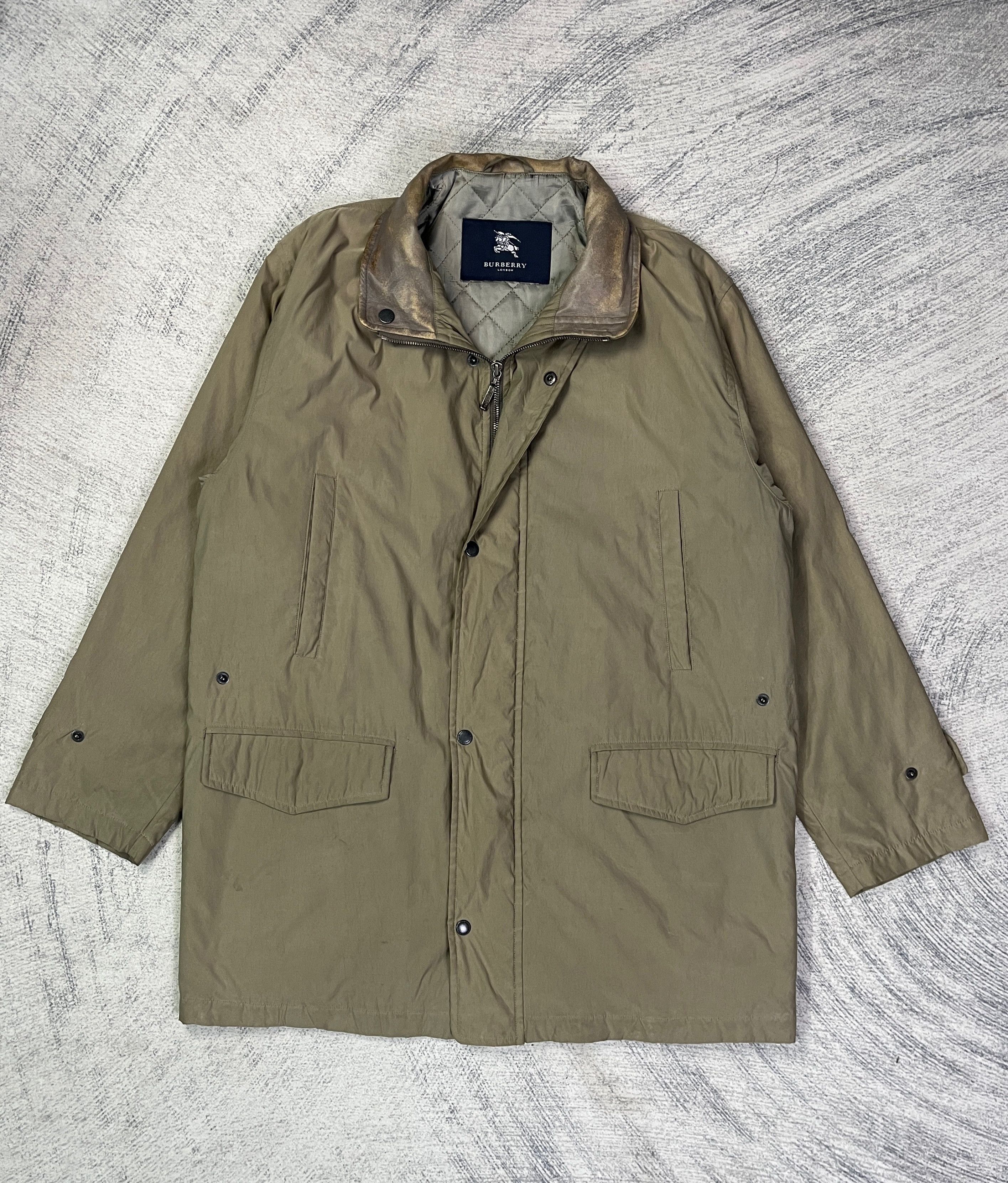 Burberry Burberry Jacket Leather Collar Quilted Lining Size US L / EU 52-54 / 3 - 1 Thumbnail