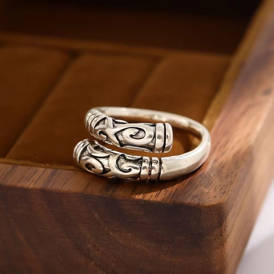 Jewelry × Sterling Silver × Vintage Tight Spell Wukong's Weapon 925 Sterling Silver Ring Size ONE SIZE - 4 Thumbnail