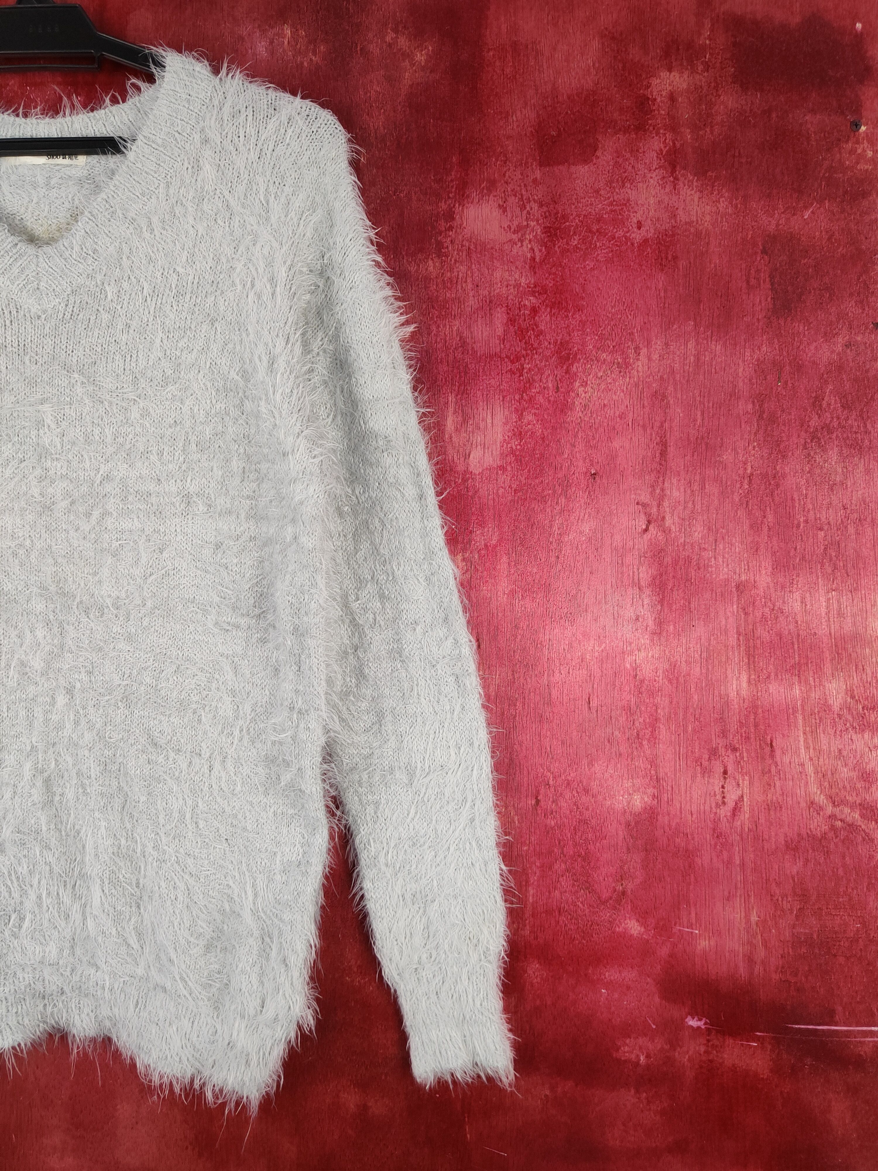 Aran Isles Knitwear Shoo La Rue Gray Shag Shaggy Fur Mohair Knitwear #S2063 Size M / US 6-8 / IT 42-44 - 5 Thumbnail