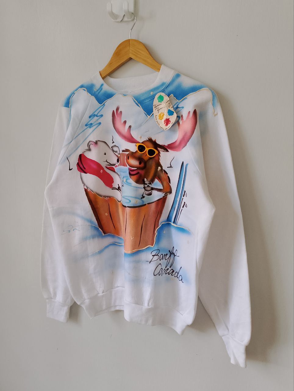Vintage Vintage 90s BANFF CANADA Hand Printed NOS Sweatshirt Size US L / EU 52-54 / 3 - 3 Thumbnail