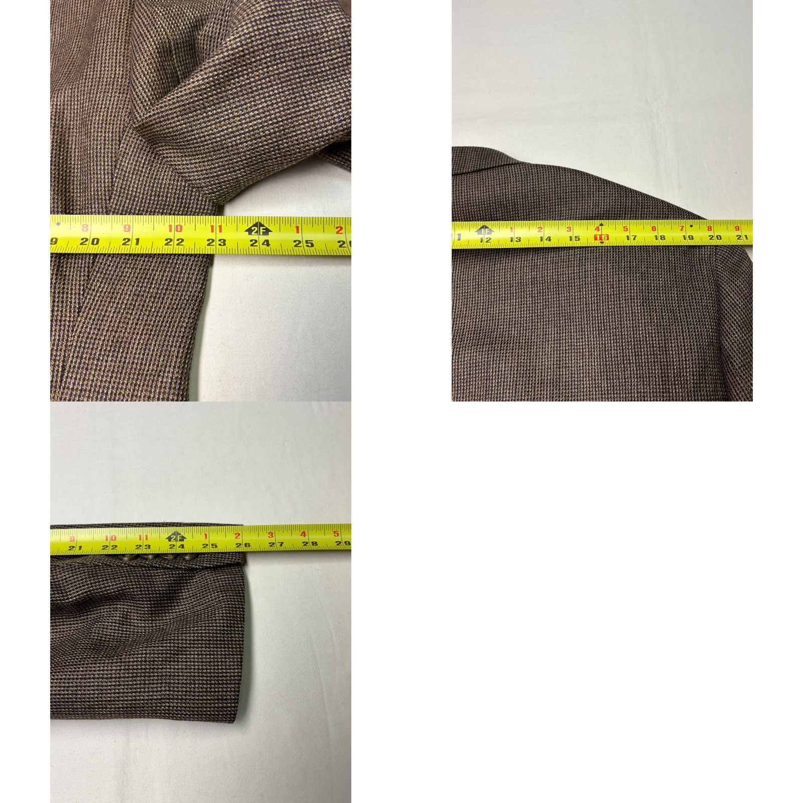Stafford Stafford Essentials Wool Blend Blazer Brown Herringbone Three-Button Notch Lapel Long Single-Vented Men 44 Big & Tall Wool, Polyester Xl? Size 44R - 9 Thumbnail
