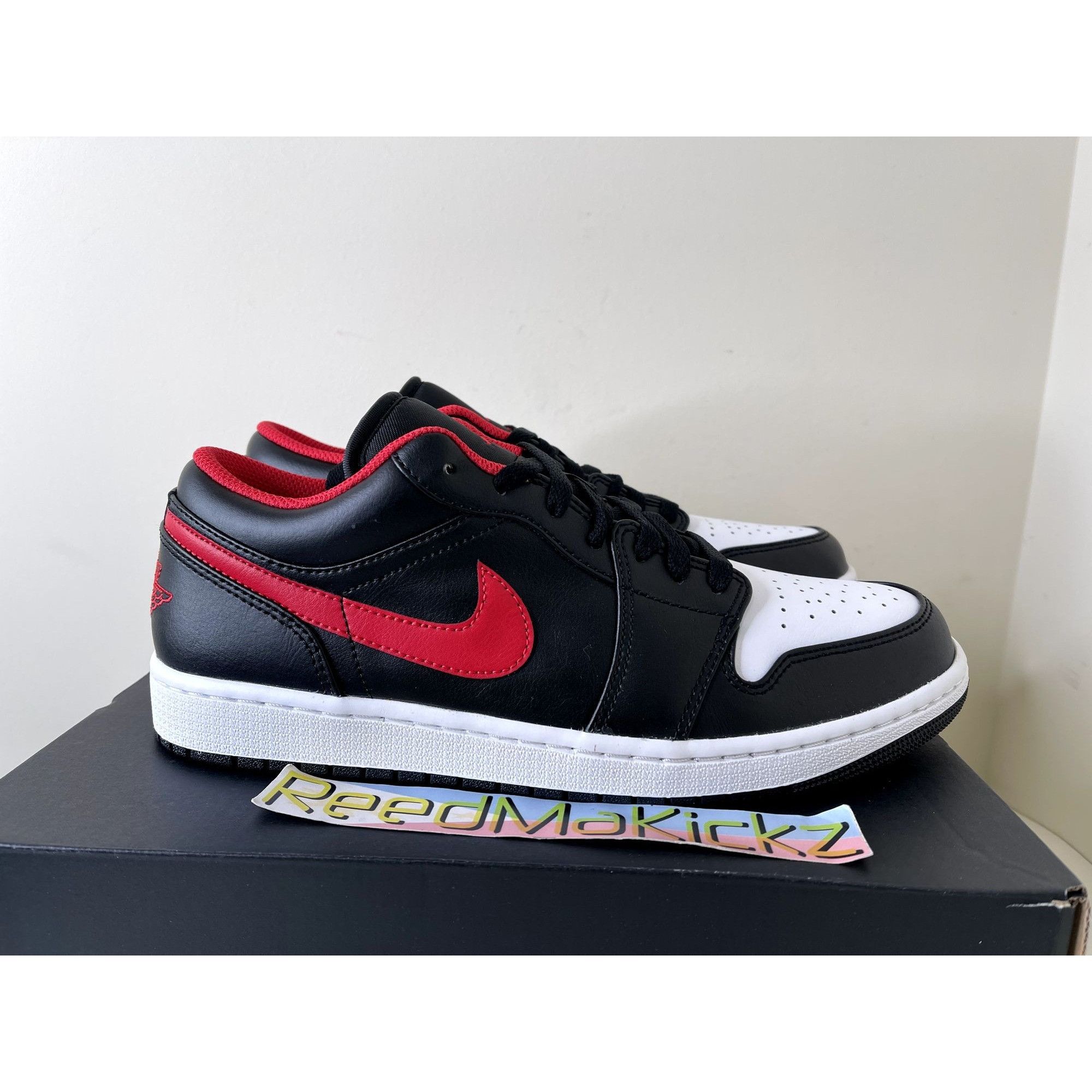 Jordan Brand Jordan 1 Low Black Fire Red White Toe Mens 10.5us Size US 10.5 / EU 43-44 - 3 Thumbnail