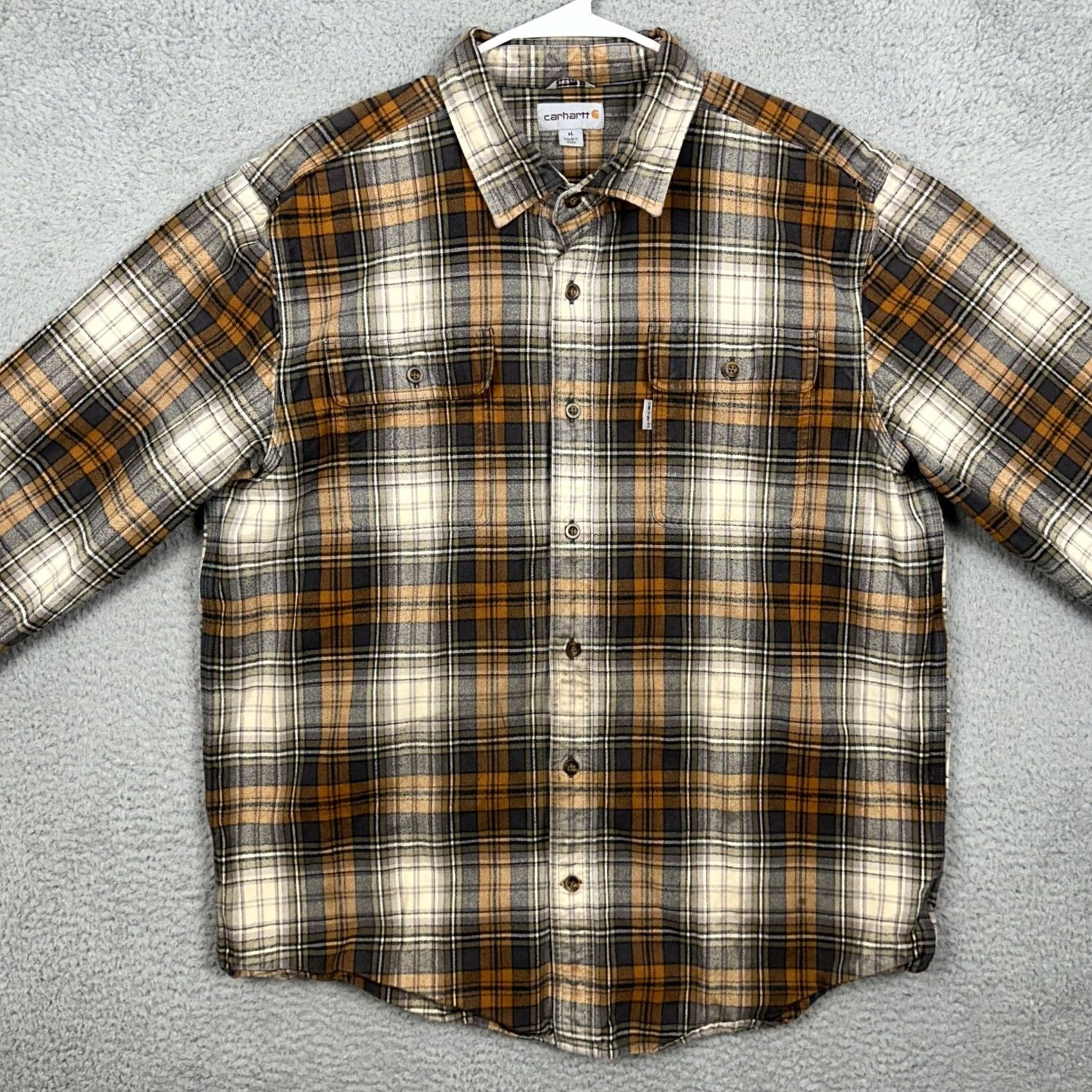 Carhartt Carhartt Shirt Mens XL Brown Original Fit Flannel Button Up Plaid Workwear EUC Size US XL / EU 56 / 4 - 3 Thumbnail