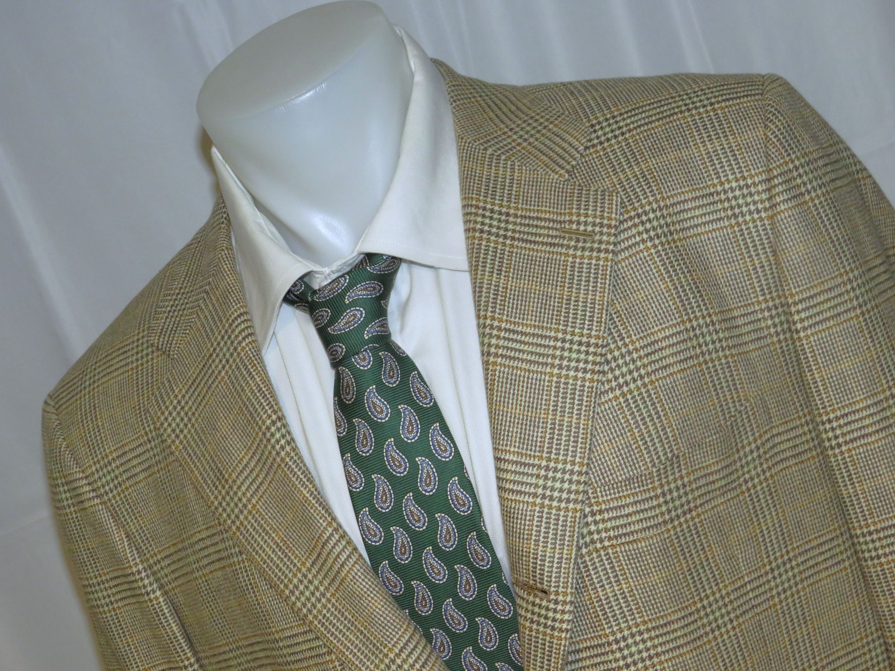 Kiton 100% Cashmere Light Brown Plaid Three Roll Two Blazer 44R Size 44R - 4 Thumbnail