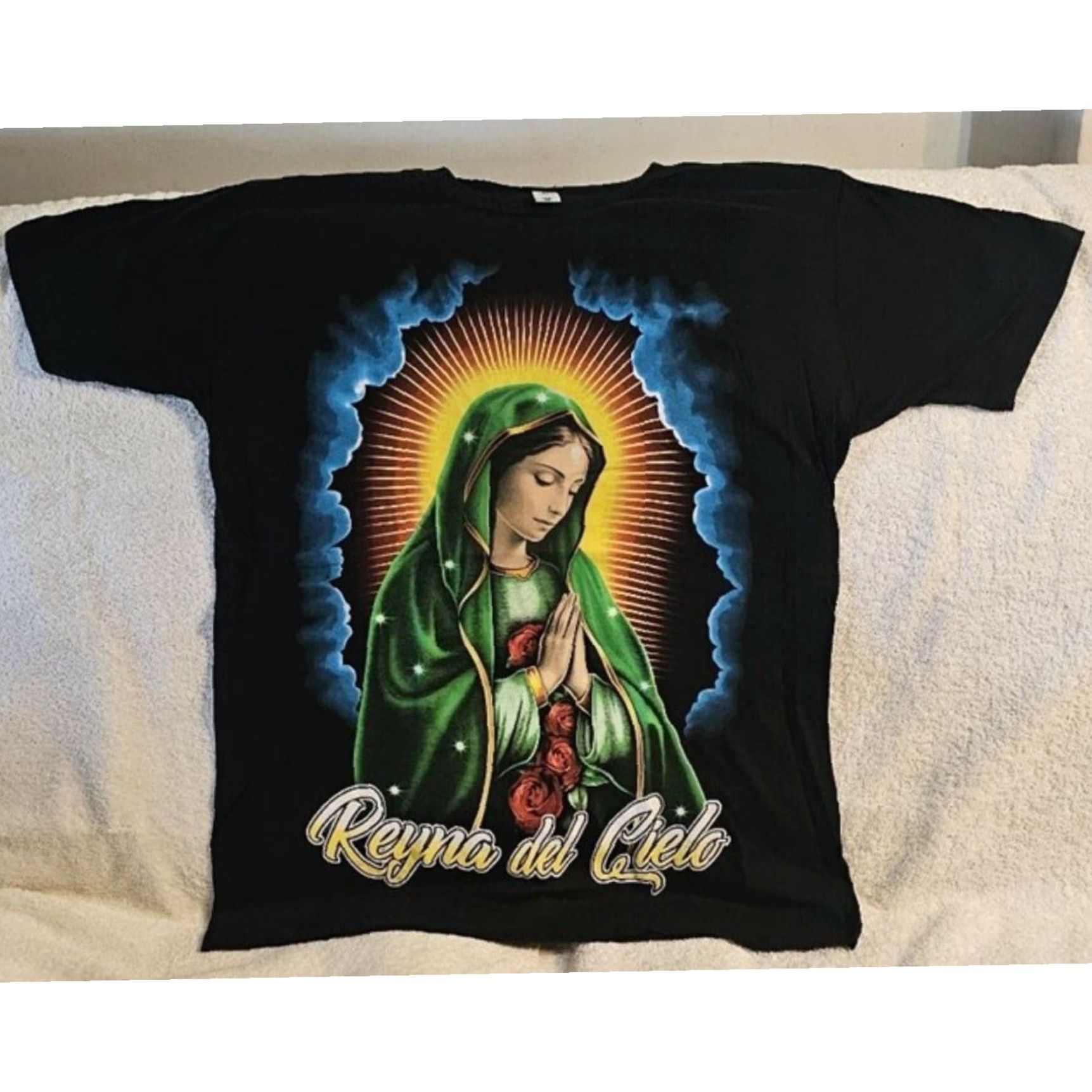 Vintage OUR LADY OF GUADALUPE T-Shirt Mens Black Queen of Heaven Size US L / EU 52-54 / 3 - 1 Thumbnail