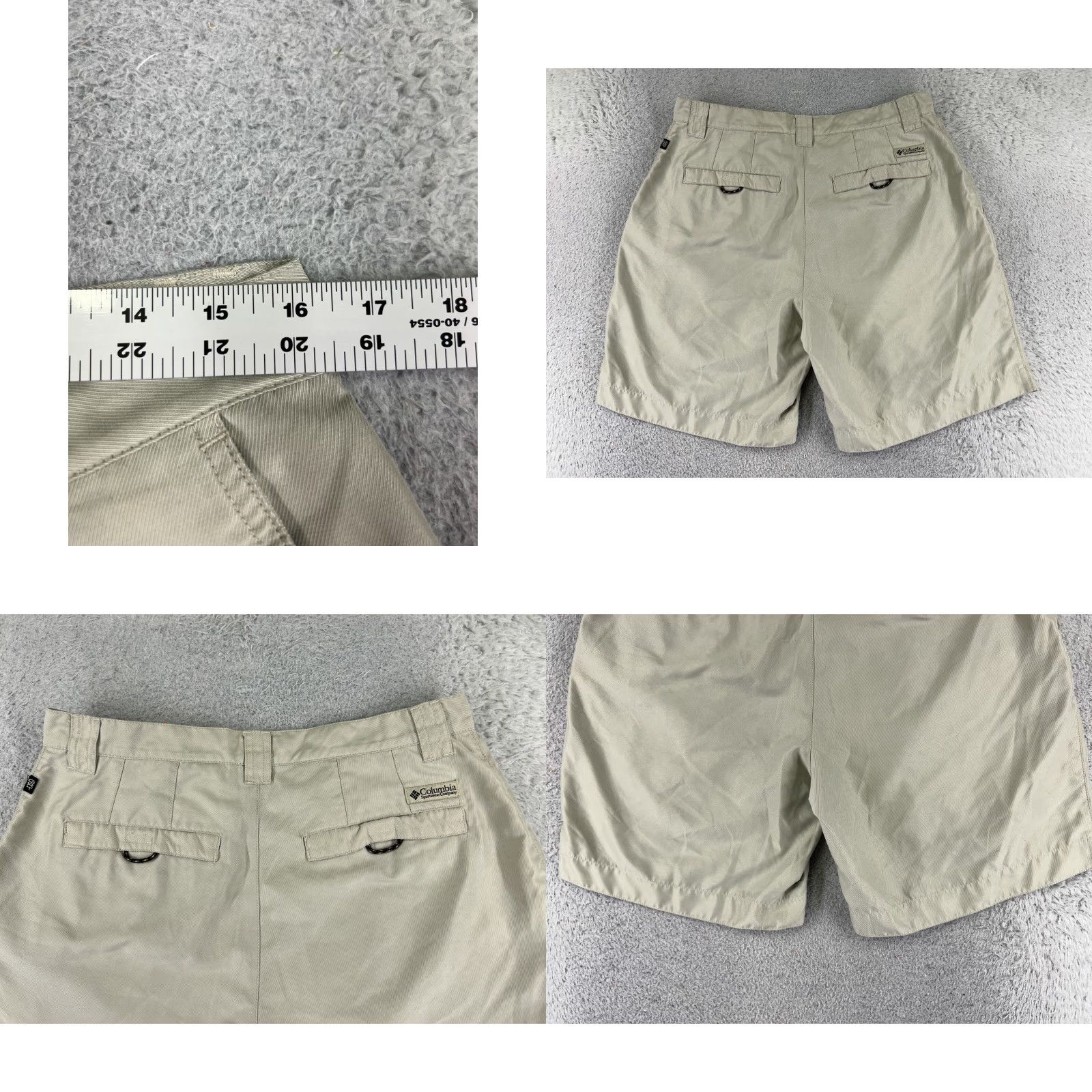 Vintage Columbia Men Bermuda Shorts 34 Beige 100% Polyester Pleated Zip Cargo Pocket Inseam 9 Regular Fit Beach Golf Casual Bermuda Shorts Mens Beige 34x9 Size US 34 / EU 50 - 9 Thumbnail