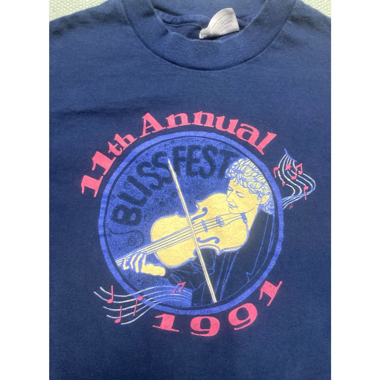 Folk VINTAGE Michigan T-Shirt Long Sleeve Bluesgrass Blissfest 1991 Blue Large Mens Size US L / EU 52-54 / 3 - 2 Thumbnail