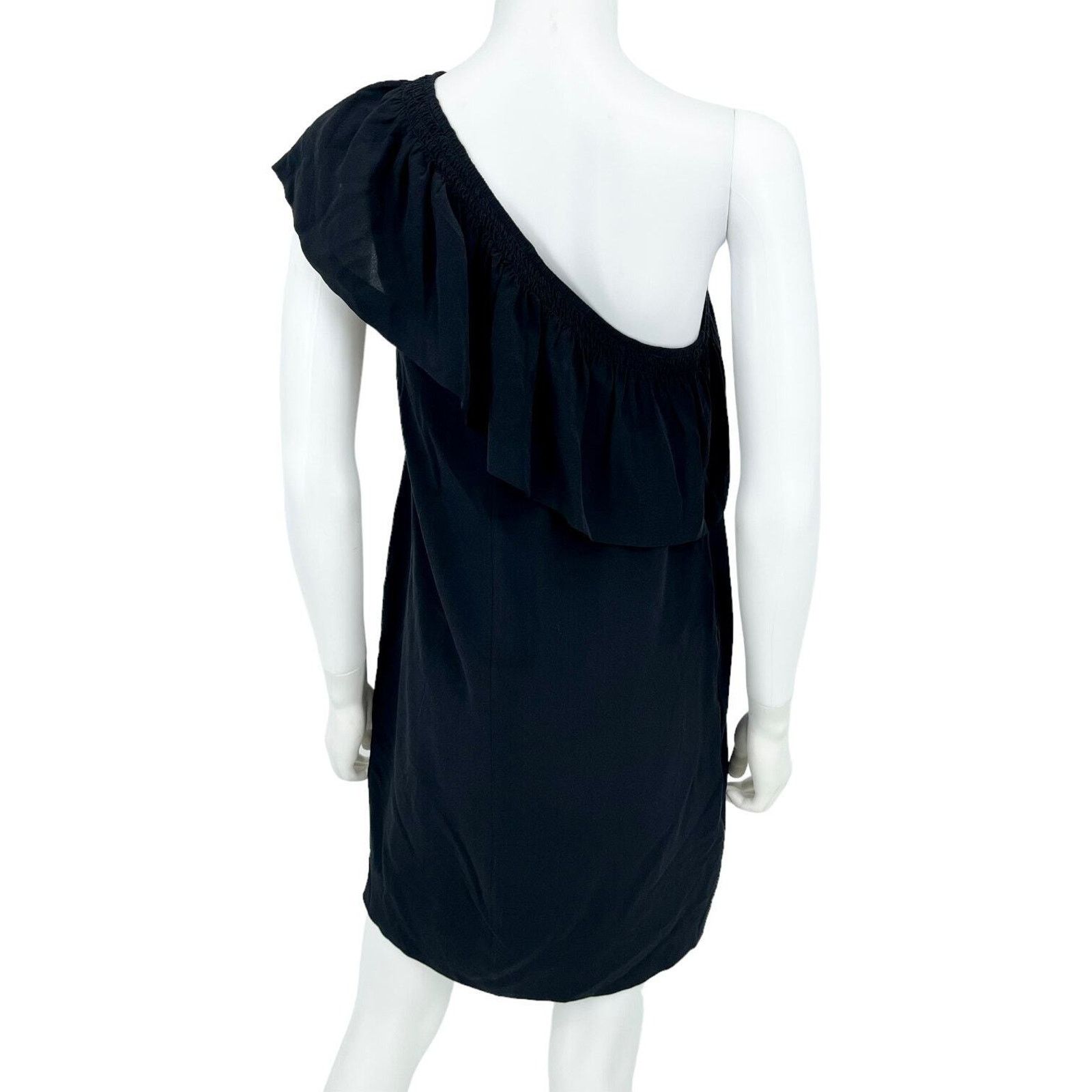 Madewell Madewell Mini Black Asymmetrical Off Shoulder Ruffle Dress 4 Size S / US 4 / IT 40 - 4 Thumbnail