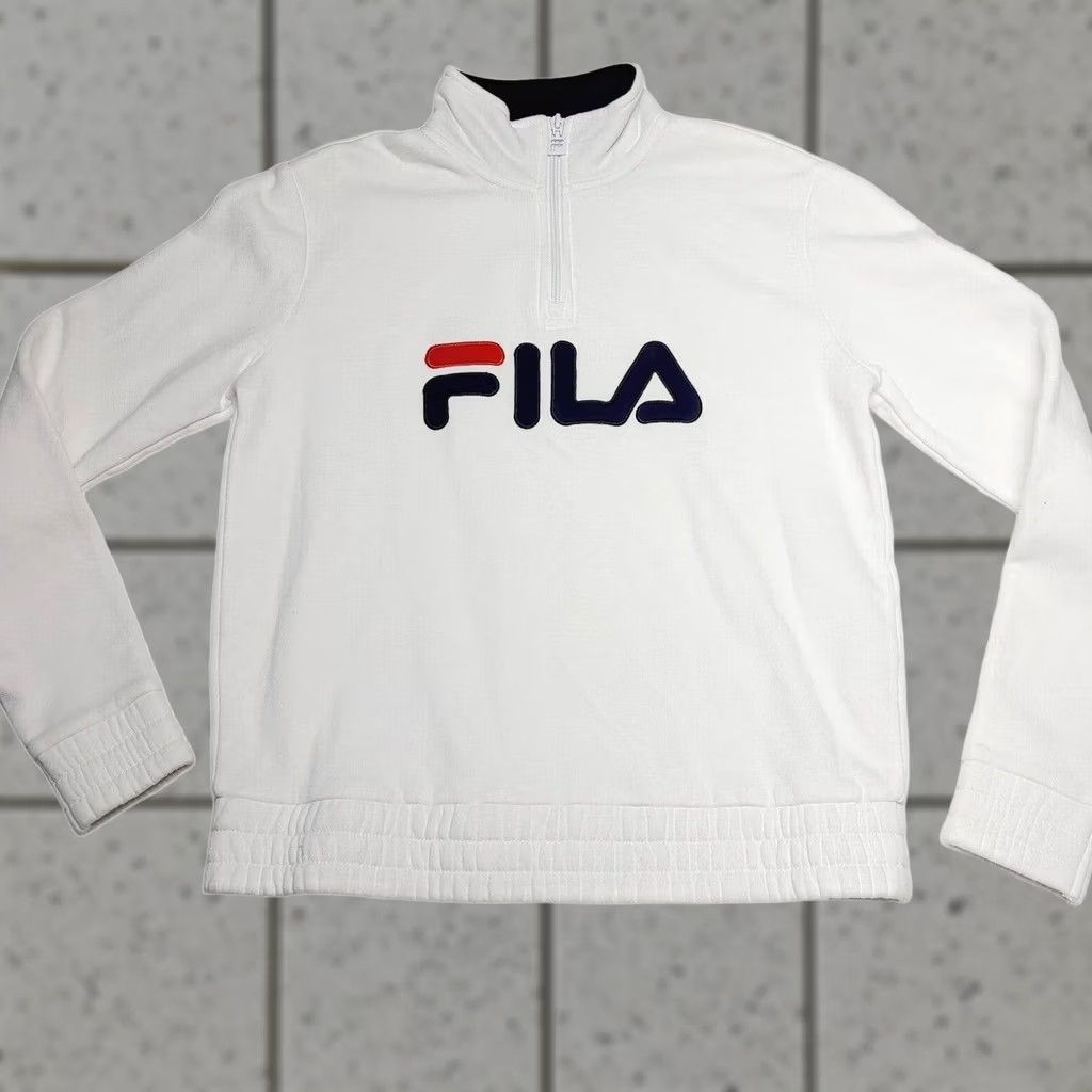 Fila Fila Women’s White 1/4 Zip Logo Pullover Sweatshirt Size S Size S / US 4 / IT 40 - 1 Thumbnail