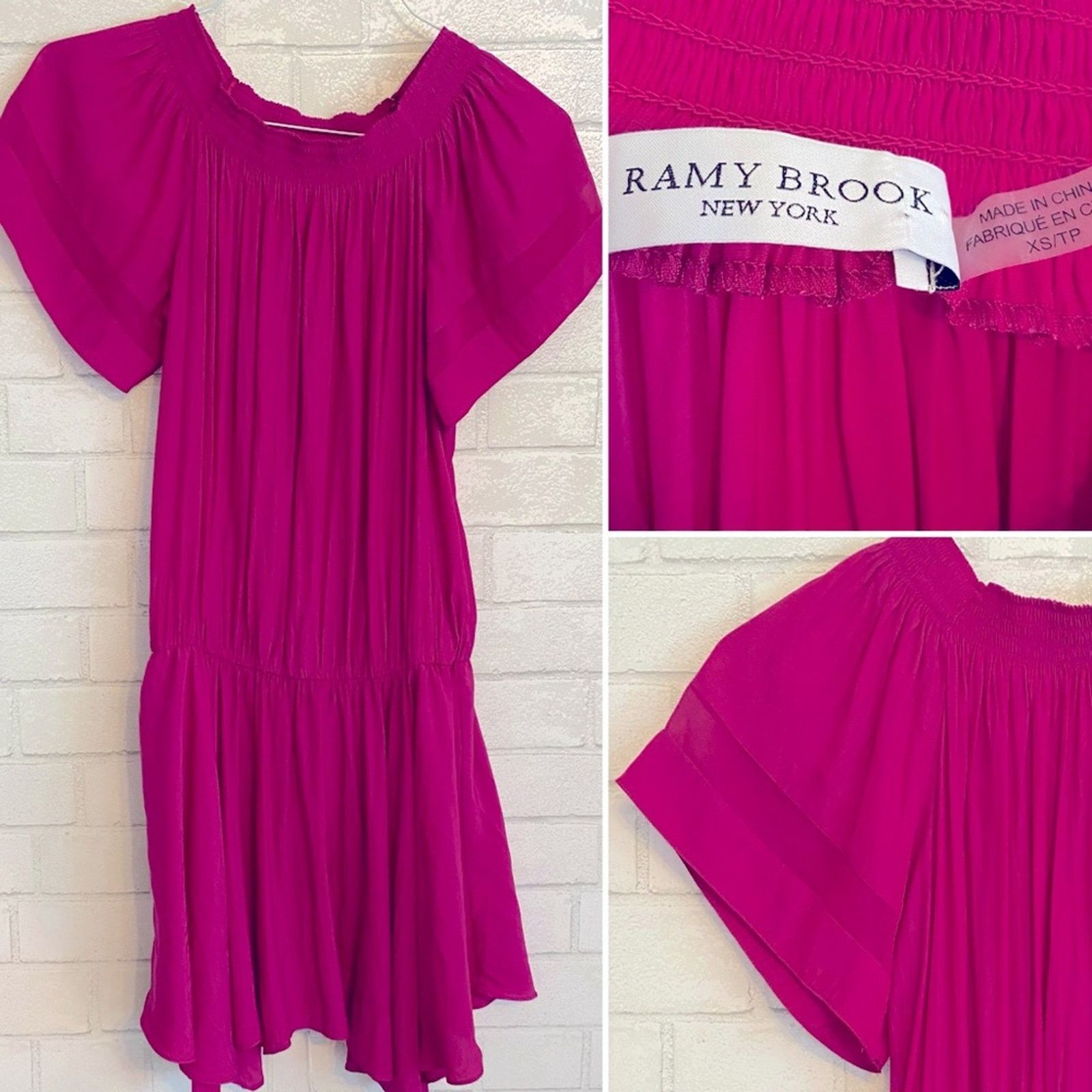 Ramy Brook Ramy Brook Jessica Solid Off-The-Shoulder Dress Hot Pink XS Size XS / US 0-2 / IT 36-38 - 2 Thumbnail