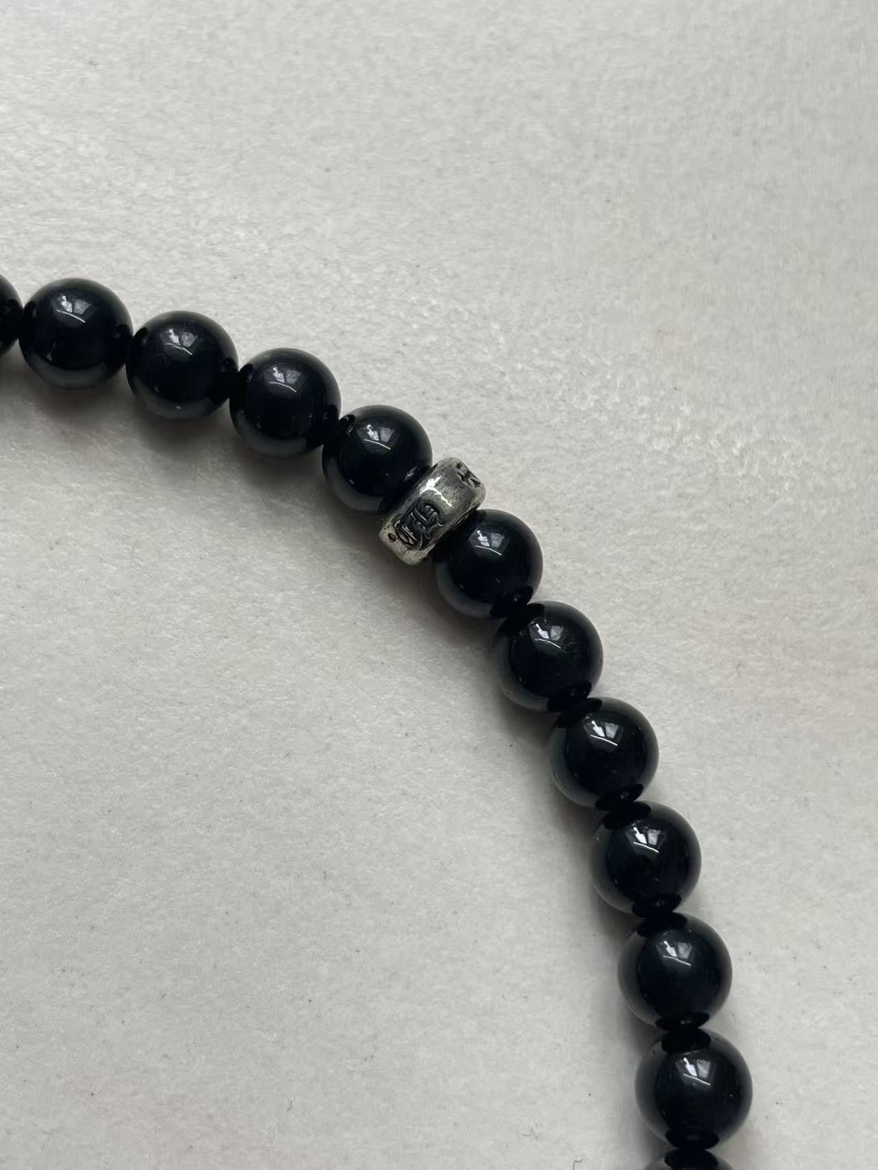 Chrome Hearts Chrome Hearts 6mm Obsidian Silver Cross Beaded Bracelet Size ONE SIZE - 8 Thumbnail