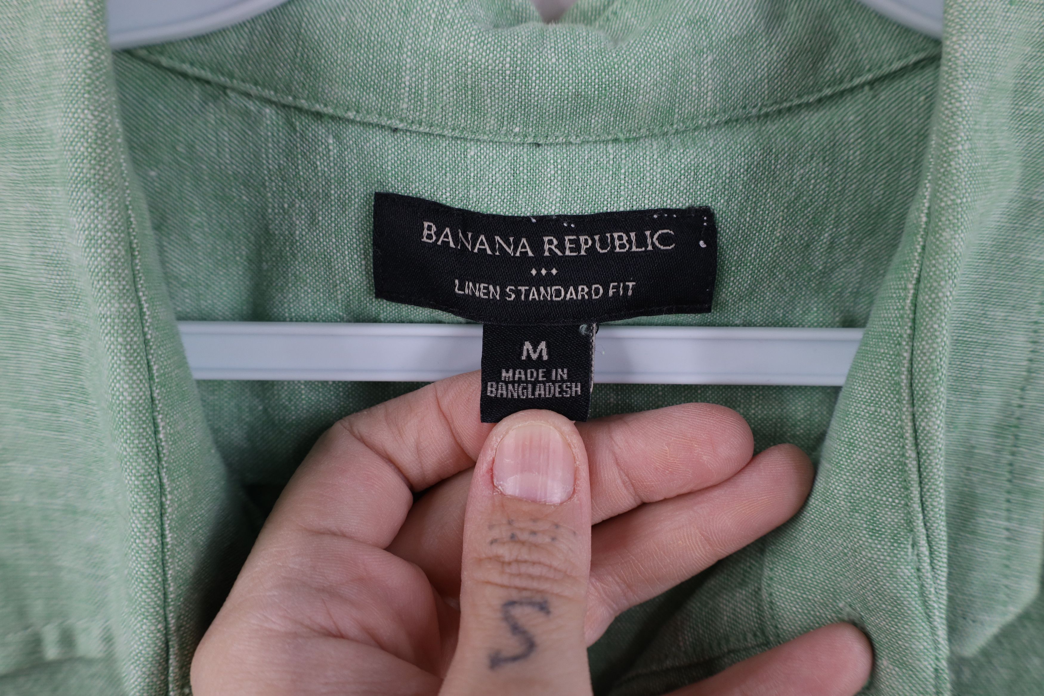 Banana Republic Banana Republic Fit Chambray Linen Button Down Shirt Green Size US M / EU 48-50 / 2 - 9 Thumbnail