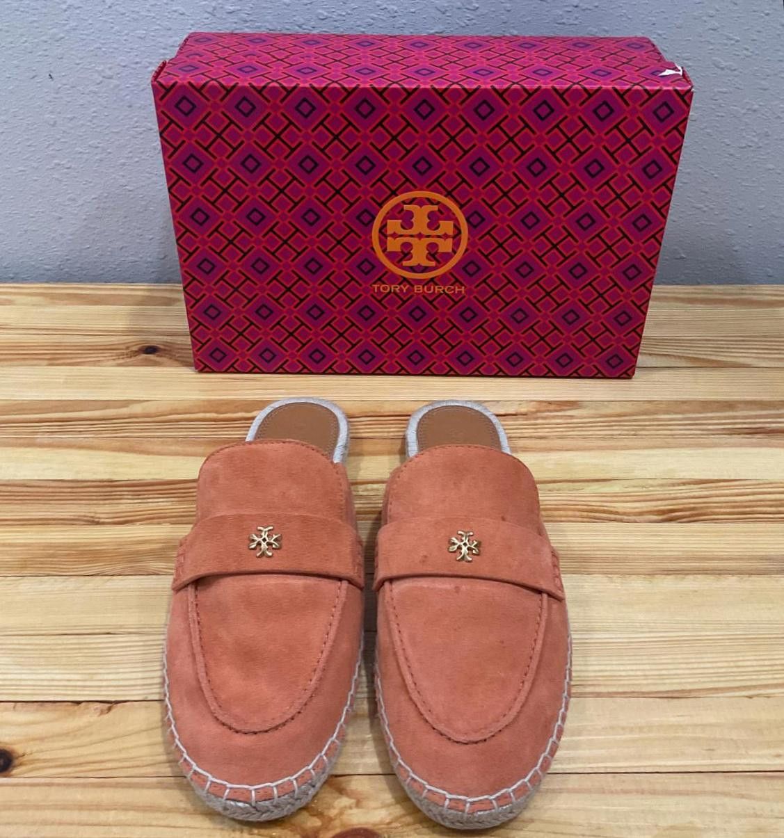 Designer Tory Burch Seaside Mule Espadrille / Natural Suede Orange Size US 9.5 / IT 39.5 - 2 Thumbnail