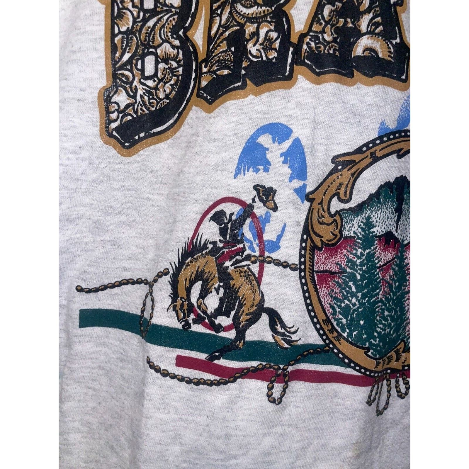 Signal Sport Vintage Branson Shirt Cowboy Mountain Gray 90s Tee VTG L Size US L / EU 52-54 / 3 - 3 Thumbnail