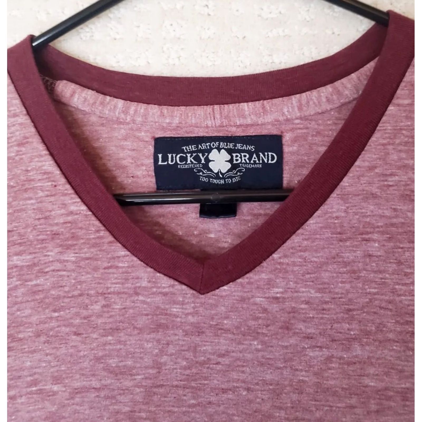 Lucky Brand Lucky Brand Men’s T-Shirt Pocket V-Neck Maroon Heathered Regular M Red Jersey Short Sleeve Clothing Shirt Mens Size US M / EU 48-50 / 2 - 4 Thumbnail