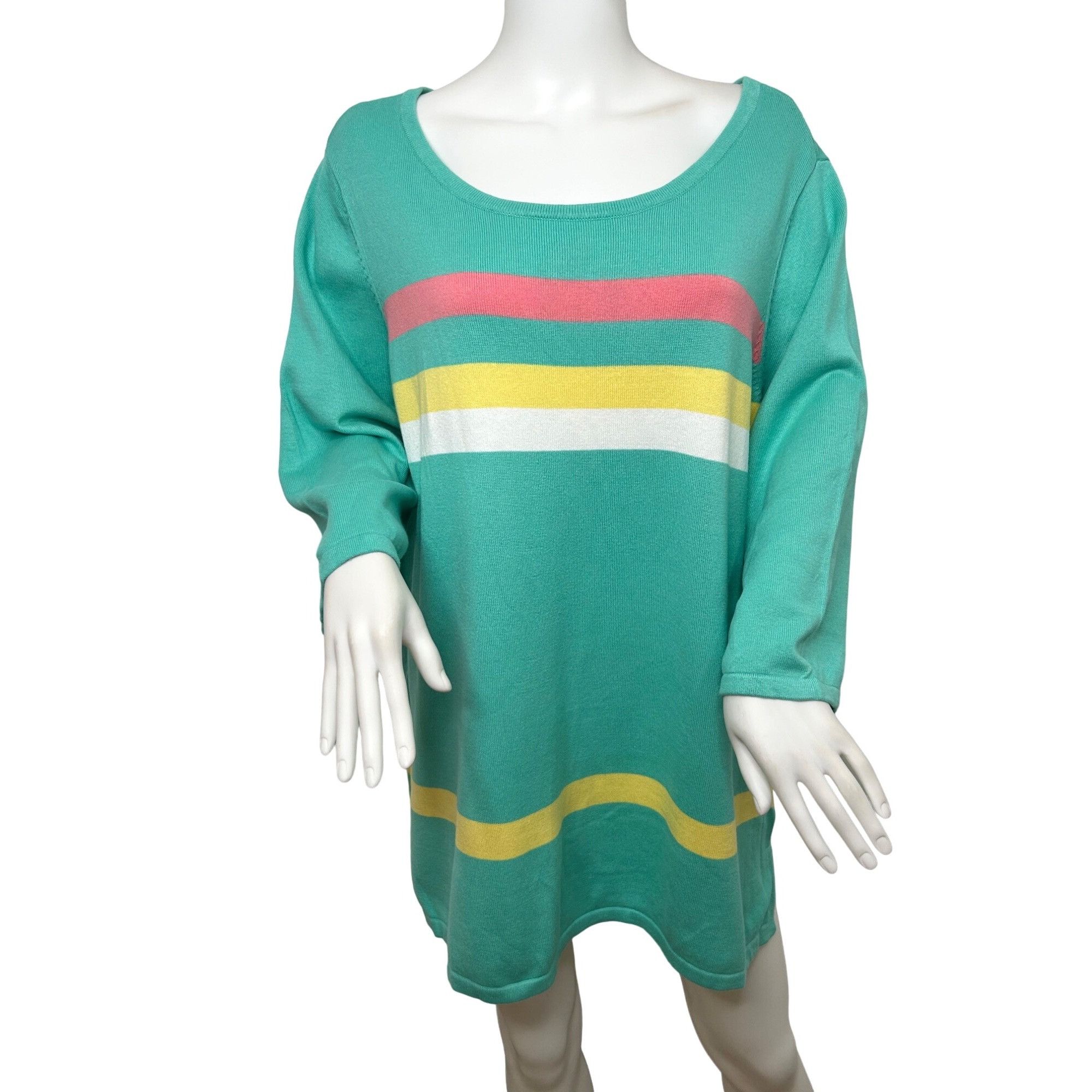 Other Belle Kim Gravel Tunic Top 1X Green Pink Yellow White Stripe Size XL / US 12-14 / IT 48-50 - 1 Thumbnail