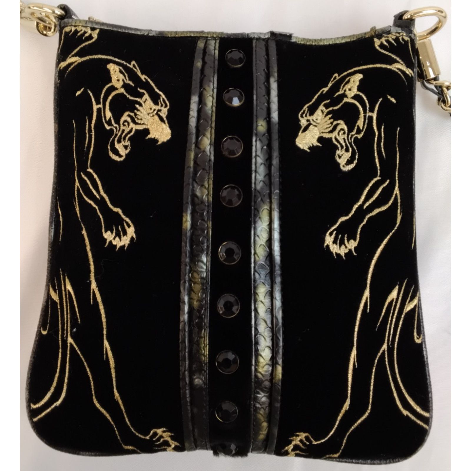 Christian Audigier Christian Audigier Crossbody Bag Black Velvet Jaguars Size ONE SIZE - 5 Thumbnail