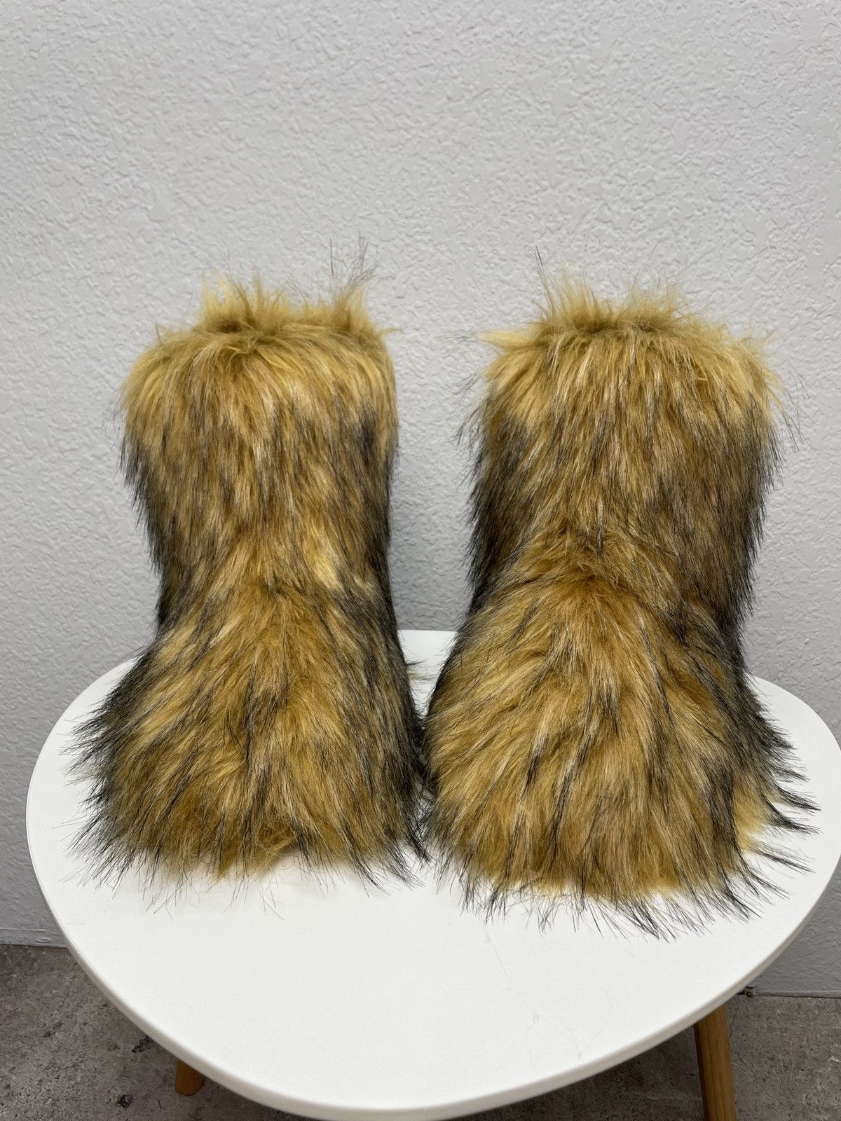 If Six Was Nine Vintage Y2K Balenciaga Style Fur Faux Leather Biker Boots Size US 9 / EU 42 - 4 Thumbnail