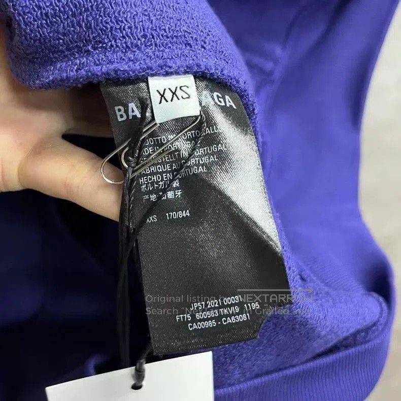 Balenciaga Balenciaga Blue Logo Embroidered Hoodie. Size US XXS / EU 40 - 3 Thumbnail