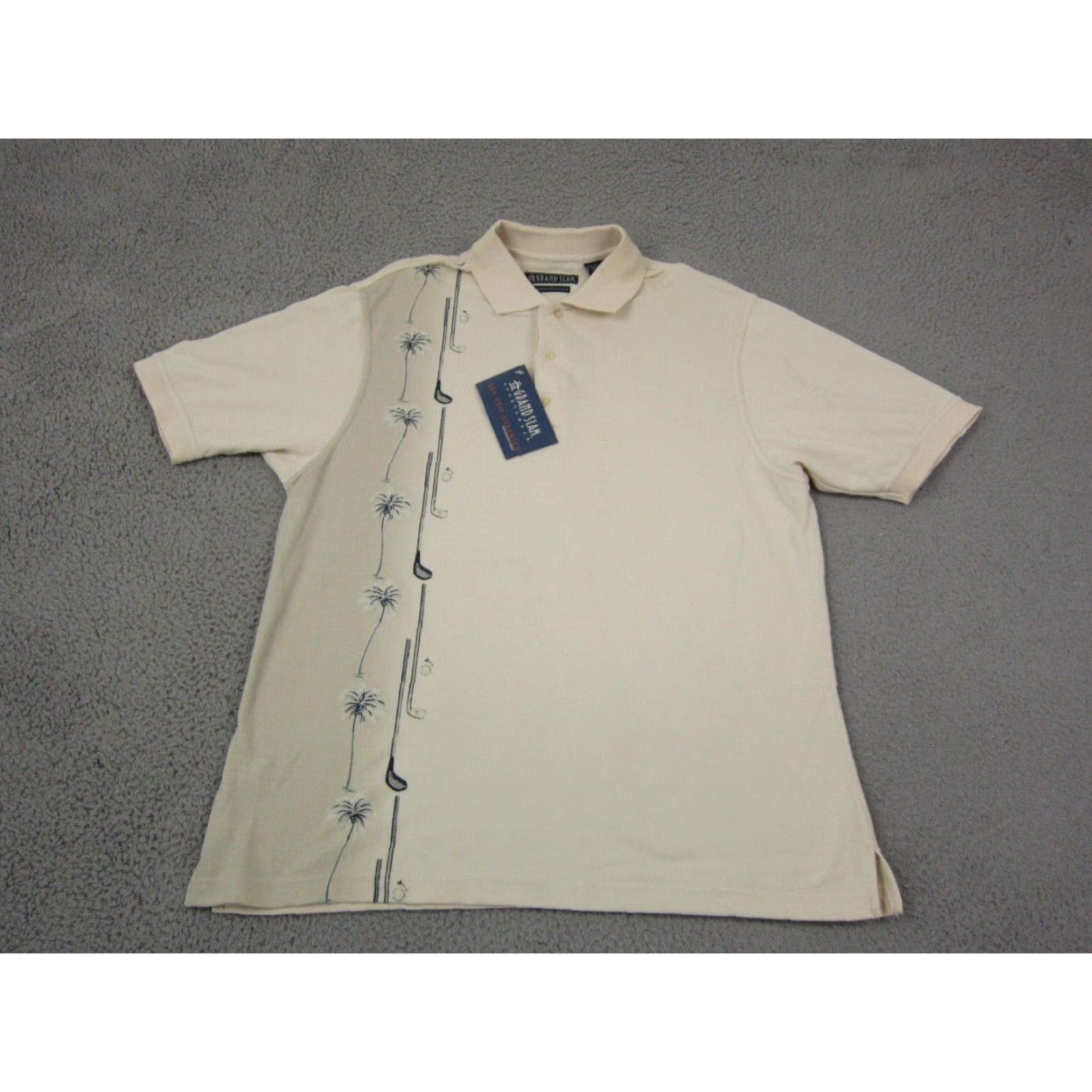 Vintage VINTAGE Grand Slam Polo Shirt Adult Large Beige 90s Golf Mens Short Sleeve Jersey Cotton Polyester Logo Size US L / EU 52-54 / 3 - 2 Thumbnail