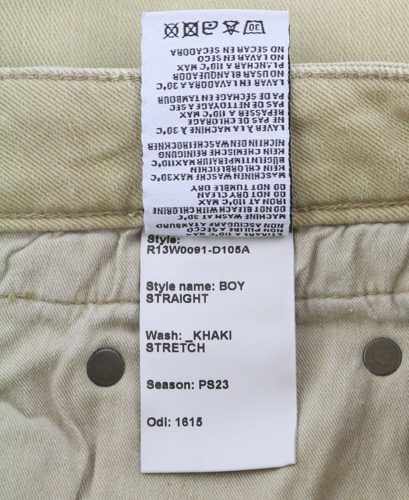 R13 BOY STRAIGHT 28 Khaki Stretch Washed Cropped Zip 86280 Size 28" / US 6 / IT 42 - 10 Thumbnail