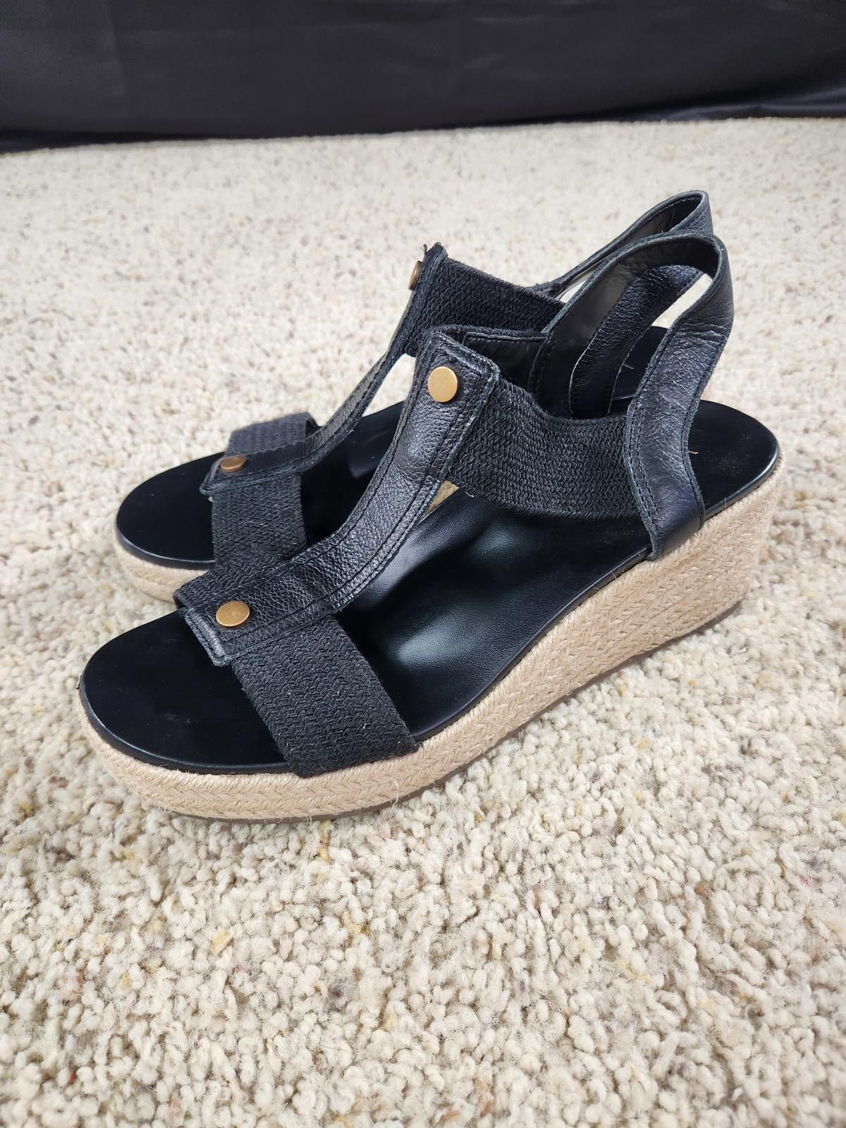 Vionic NEW Vionic Calera Black Leather Espadrille Wedges Size 9 Size US 9 / IT 39 - 3 Thumbnail