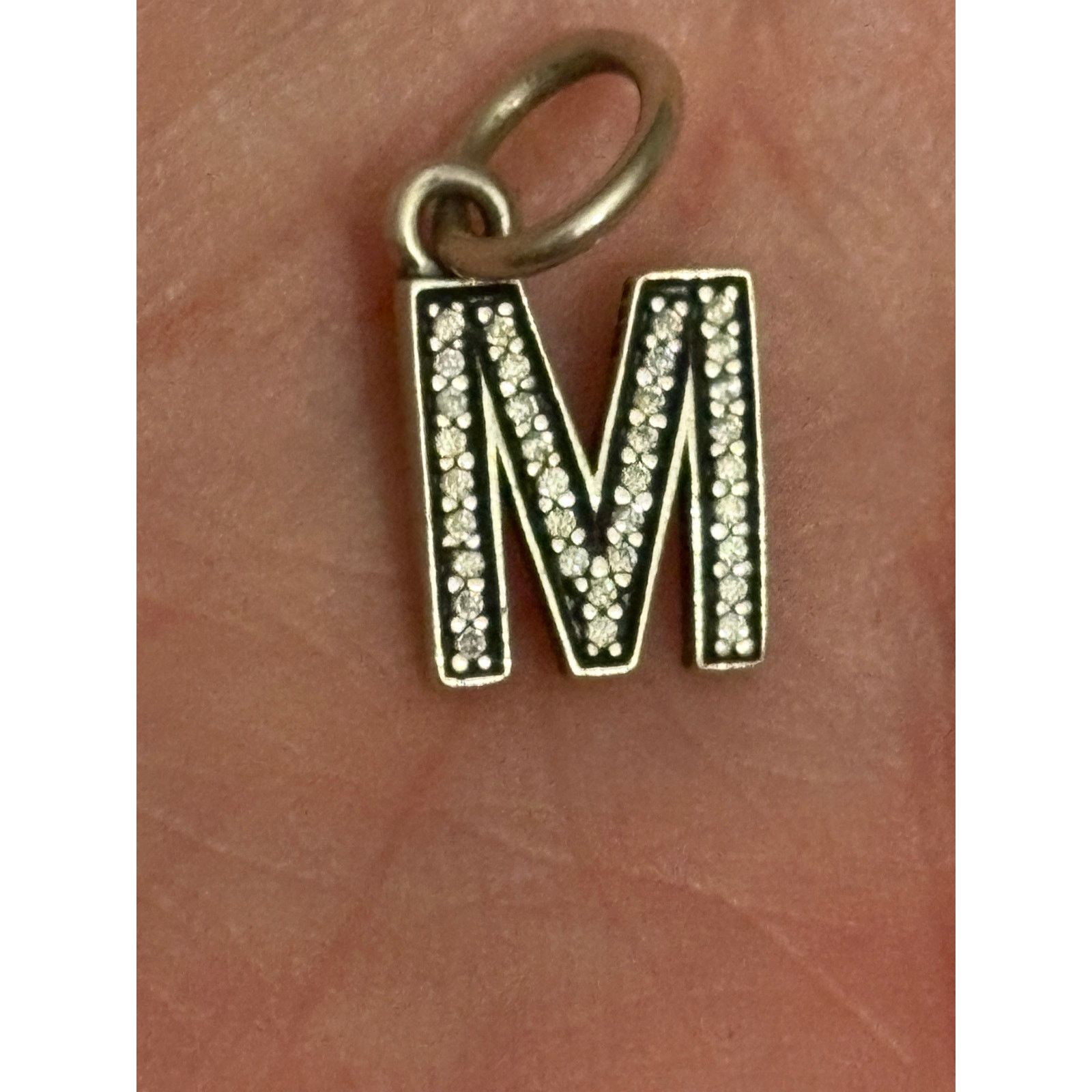 pandora Pandora ALE 925 Sterling M Initial Charm or Pendant Pave CZ Size ONE SIZE - 3 Thumbnail