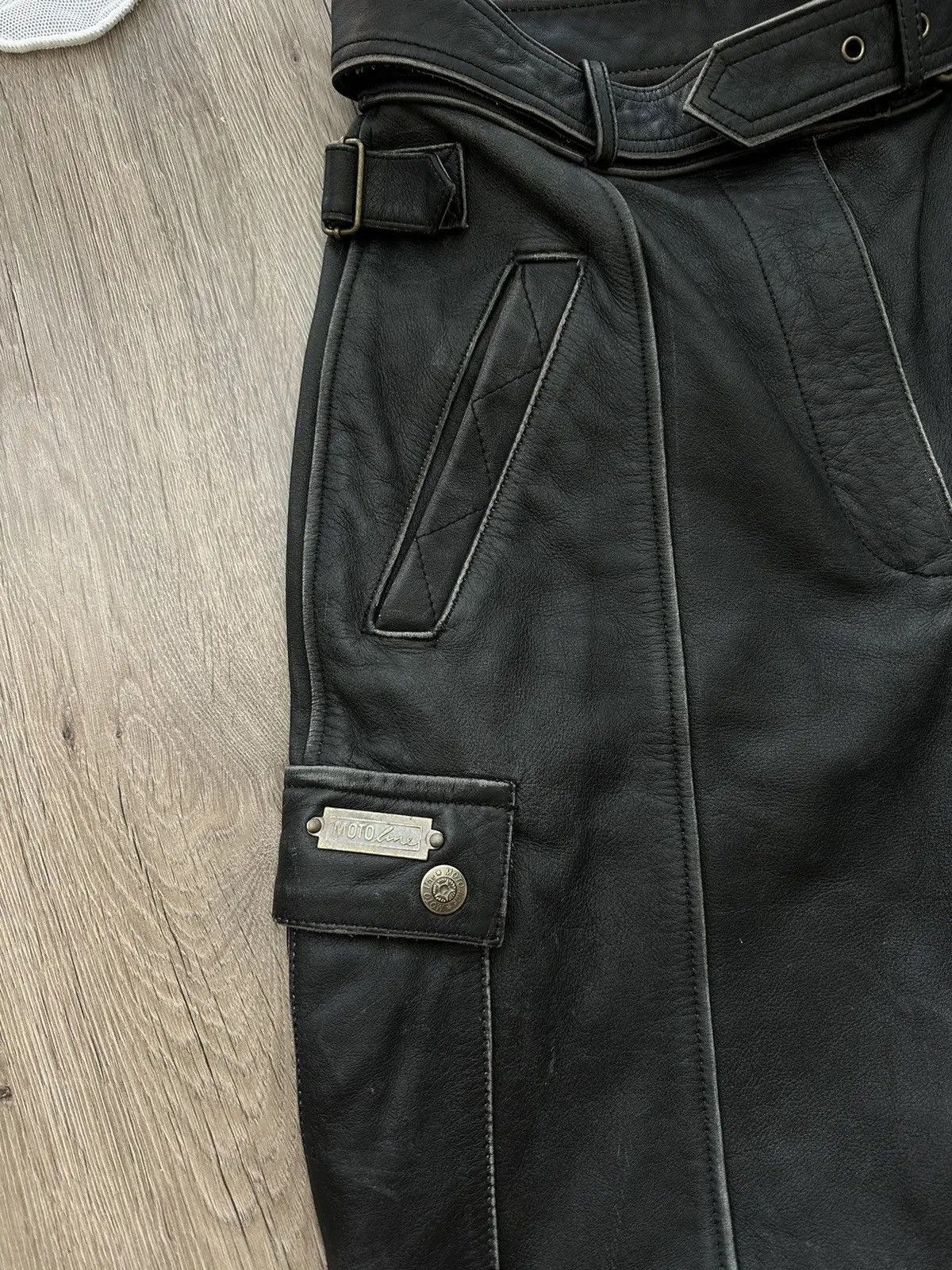 Genuine Leather × Vintage Vintage Genuine Leather Chicago Moto Cargo Black Pants Size US 34 / EU 50 - 6 Thumbnail