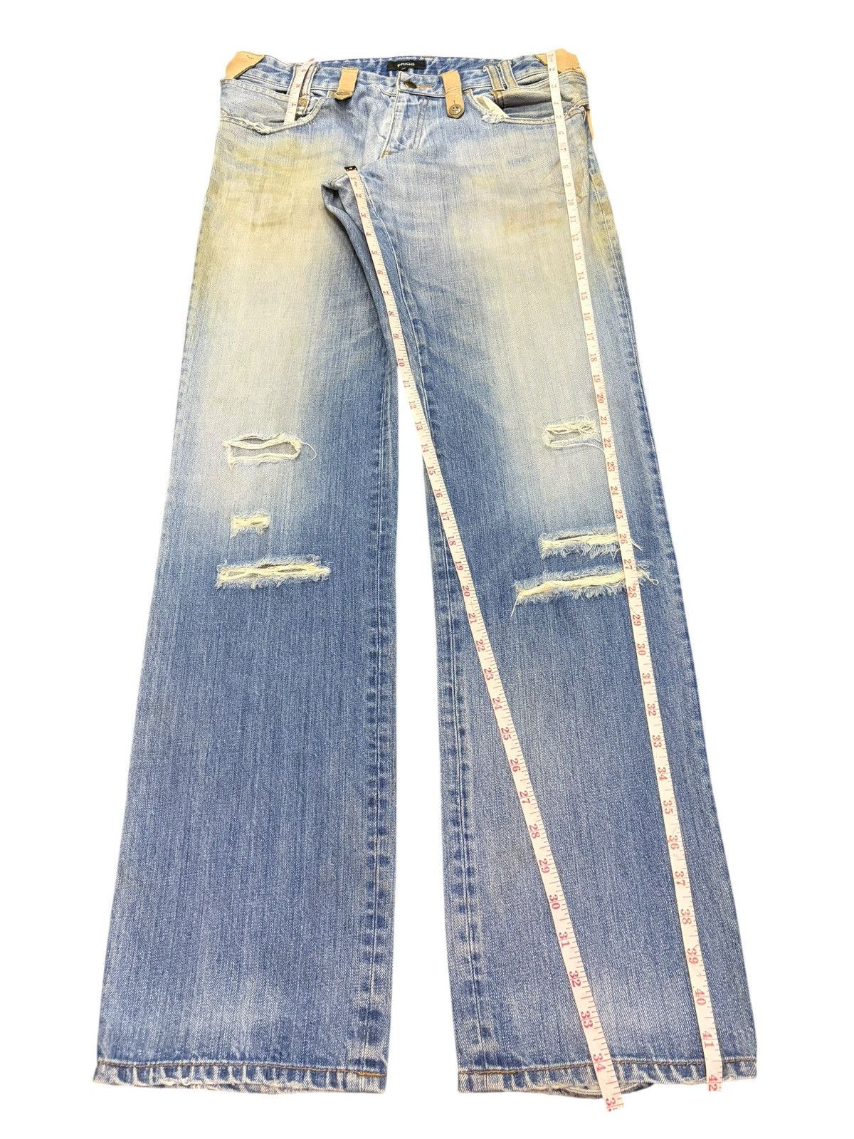 Acne Studios Prigs Side Waist Adjuster Mud Wash Distressed Jeans Size 32" / US 10 / IT 46 - 7 Thumbnail
