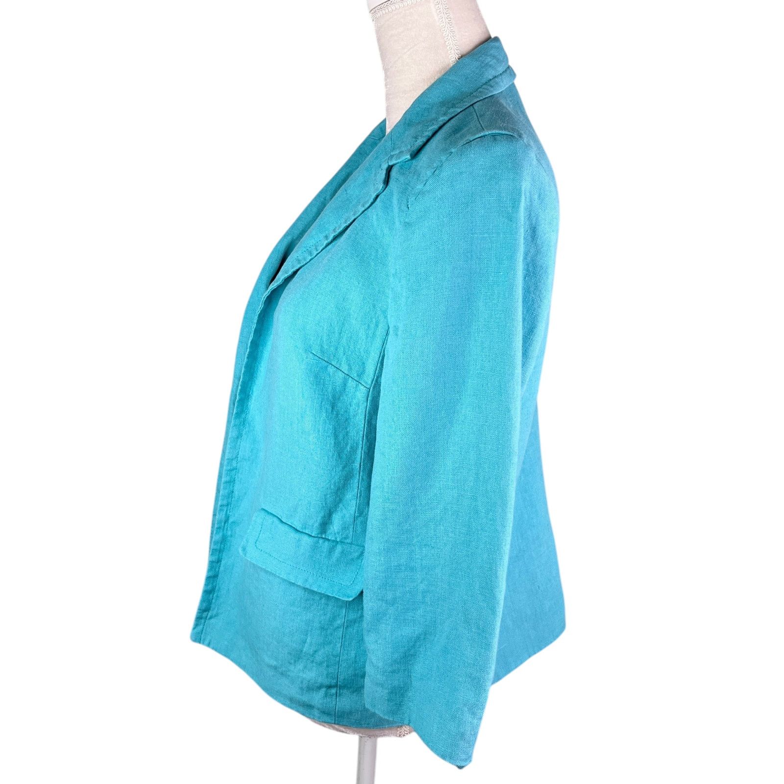 Other Talbots Linen Blazer 10 Turquoise Lined Pockets Open Classic Size L / US 10 / IT 46 - 5 Thumbnail