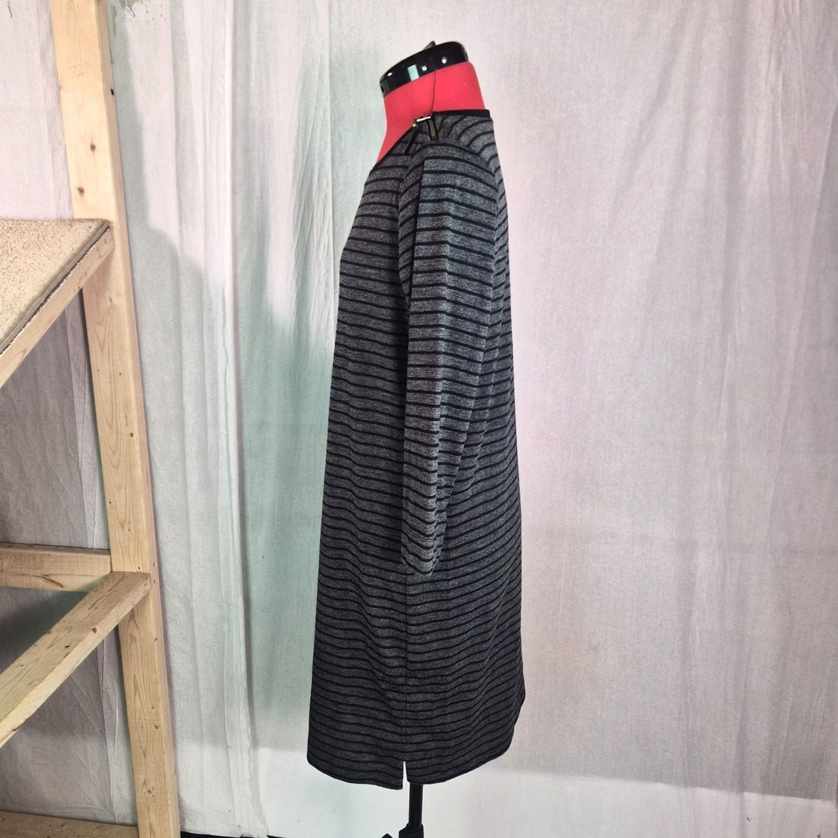 Loft LOFT Ann Taylor Womens Size M Black Stripe Shift Dress Long Sleeve Stretch G063 Dress Size L / US 10 / IT 46 - 4 Thumbnail