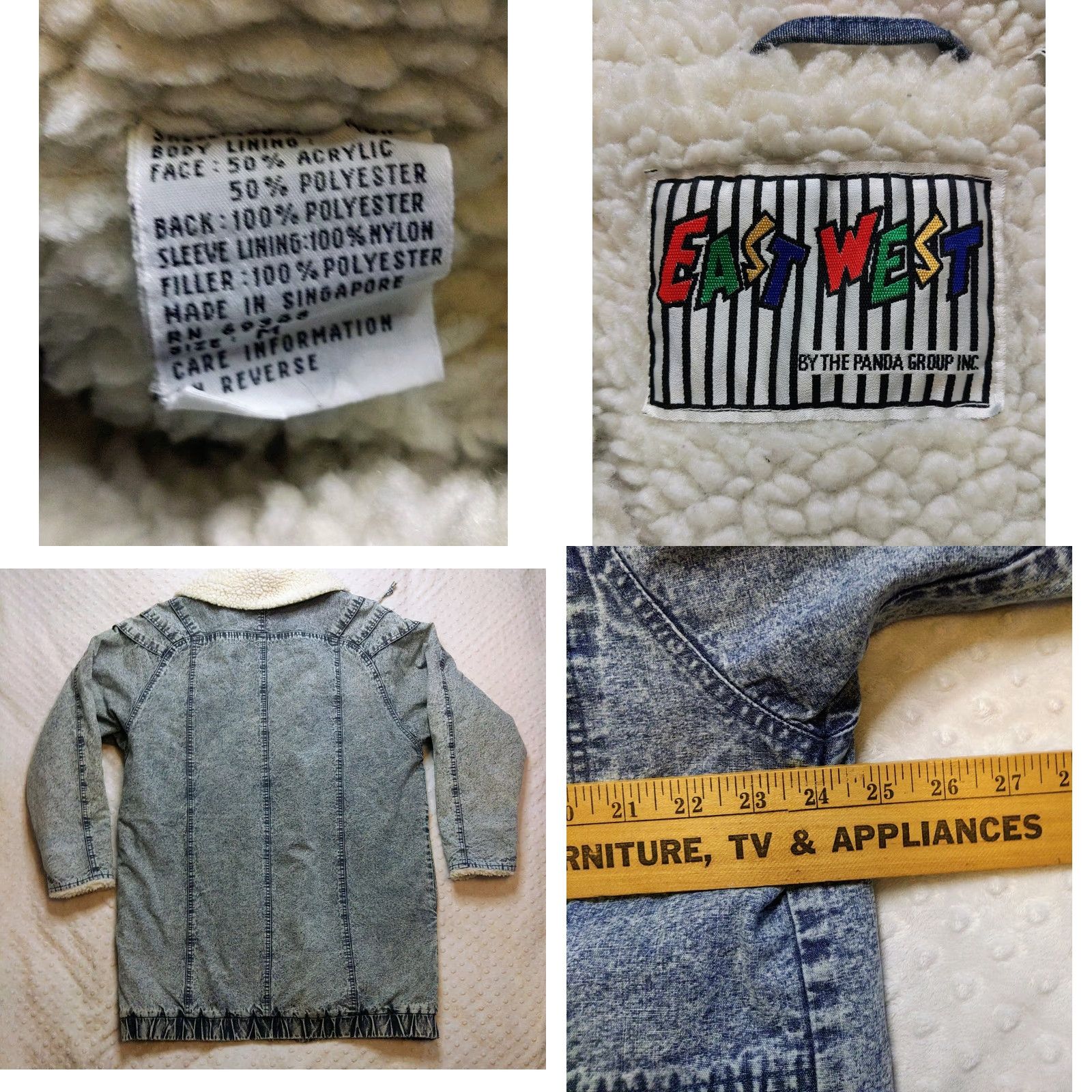 Vintage VINTAGE East West Denim Jacket Women Medium Blue Panda Sherpa Lined Acid Stonewash Long Sleeve Jacket Size M / US 6-8 / IT 42-44 - 8 Thumbnail
