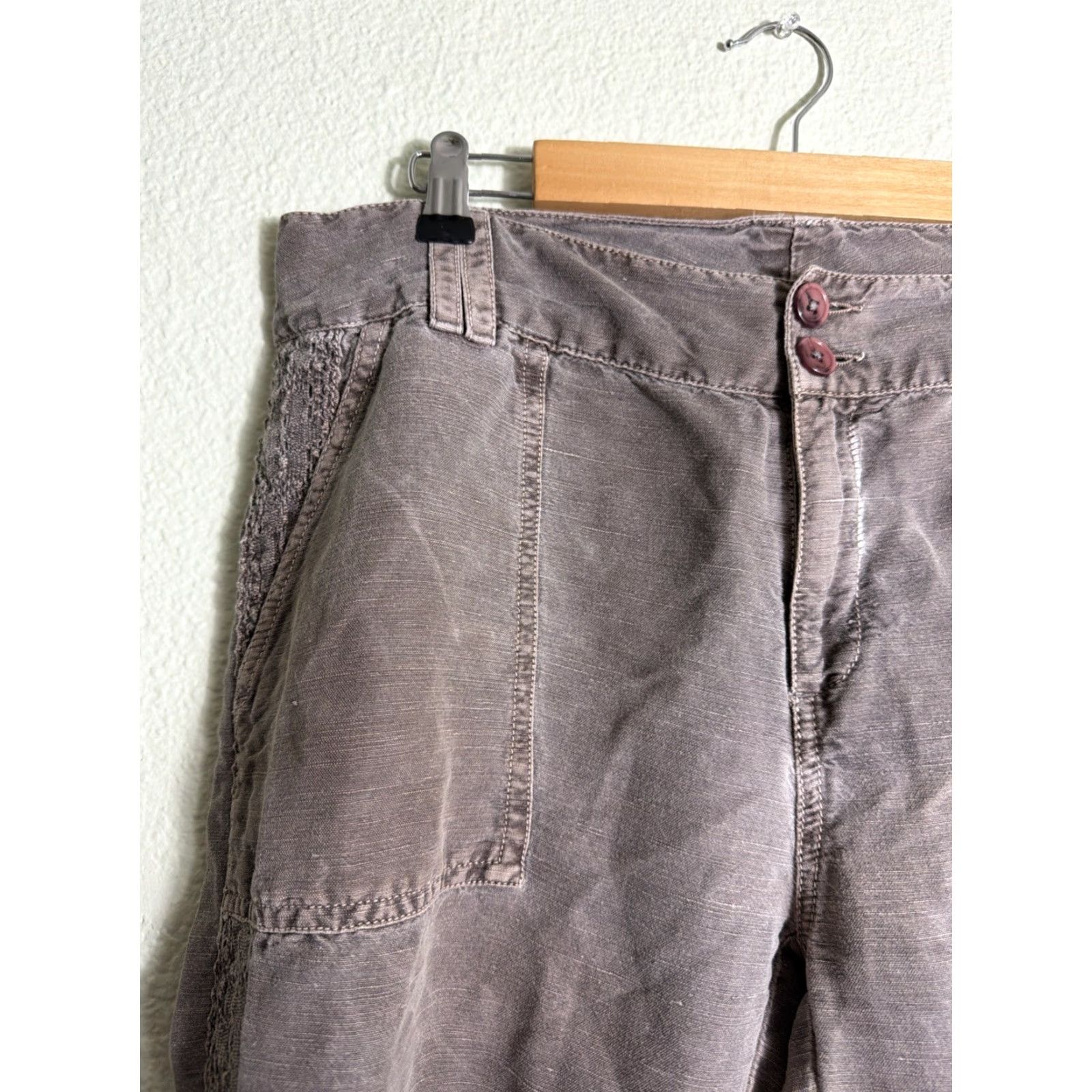 Vintage Sundance Womens Capri Pants Brown 32x23 Petite 10P Lace Linen Cotton Festival Capris Womens Pants Brown Capris 10P Size 32" / US 10 / IT 46 - 5 Thumbnail