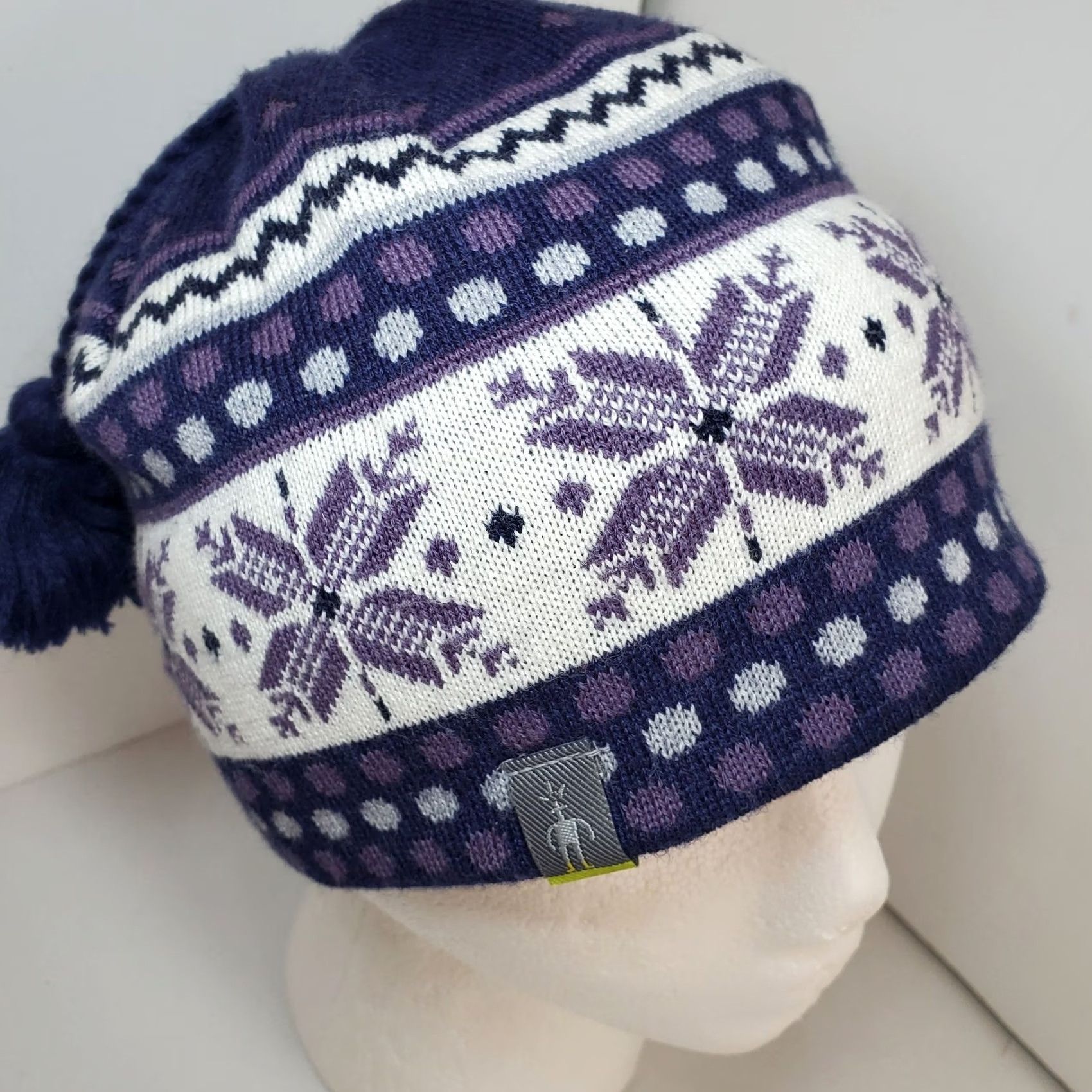 Smartwool Smartwool Nordic Fair Isle Merino Wool Beanie Hat Purple Tassel Pompom Size OS Women Size ONE SIZE - 5 Thumbnail