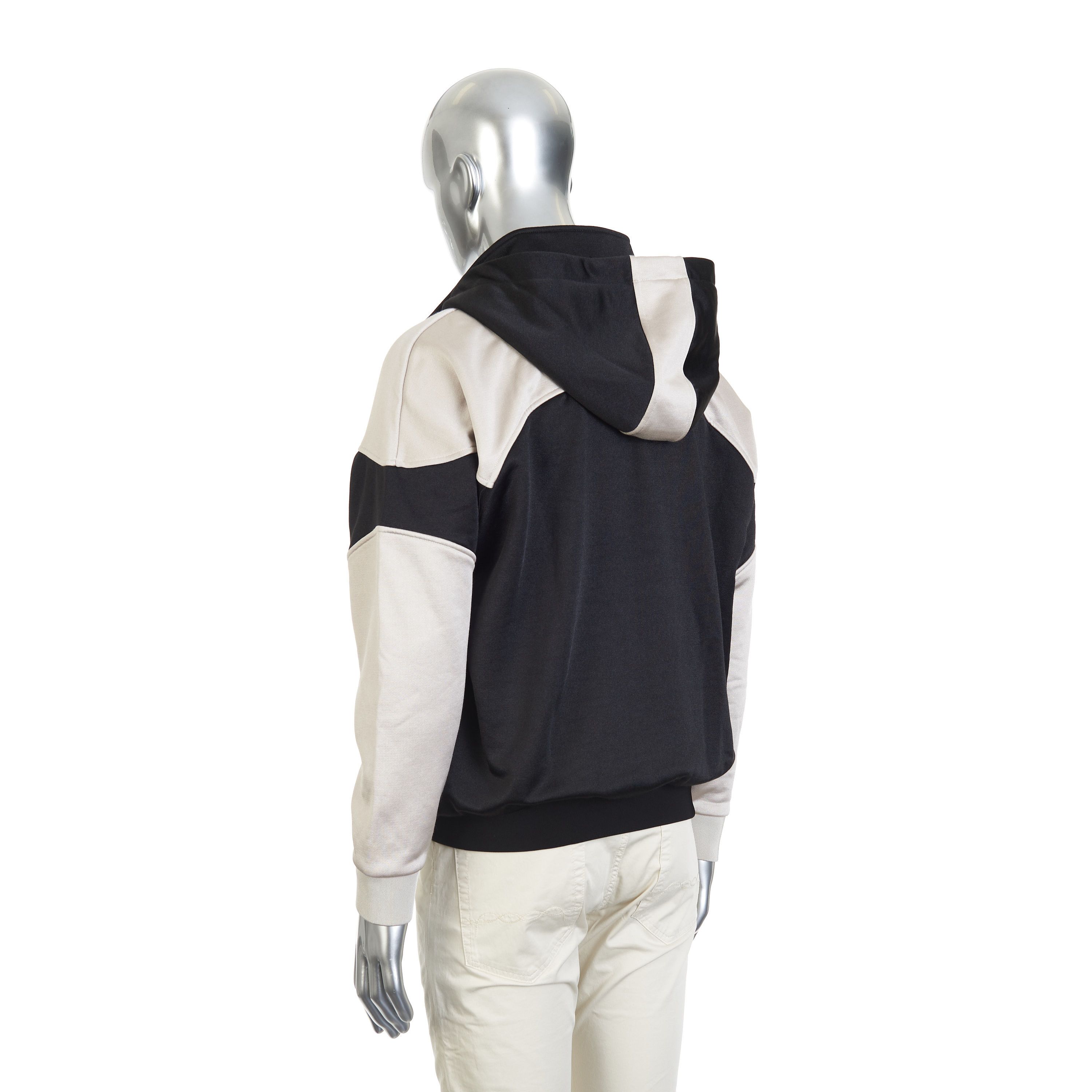 Saint Laurent Paris Zip-Up Hoodie In Black & Pearl Technical Cotton Size US L / EU 52-54 / 3 - 5 Thumbnail