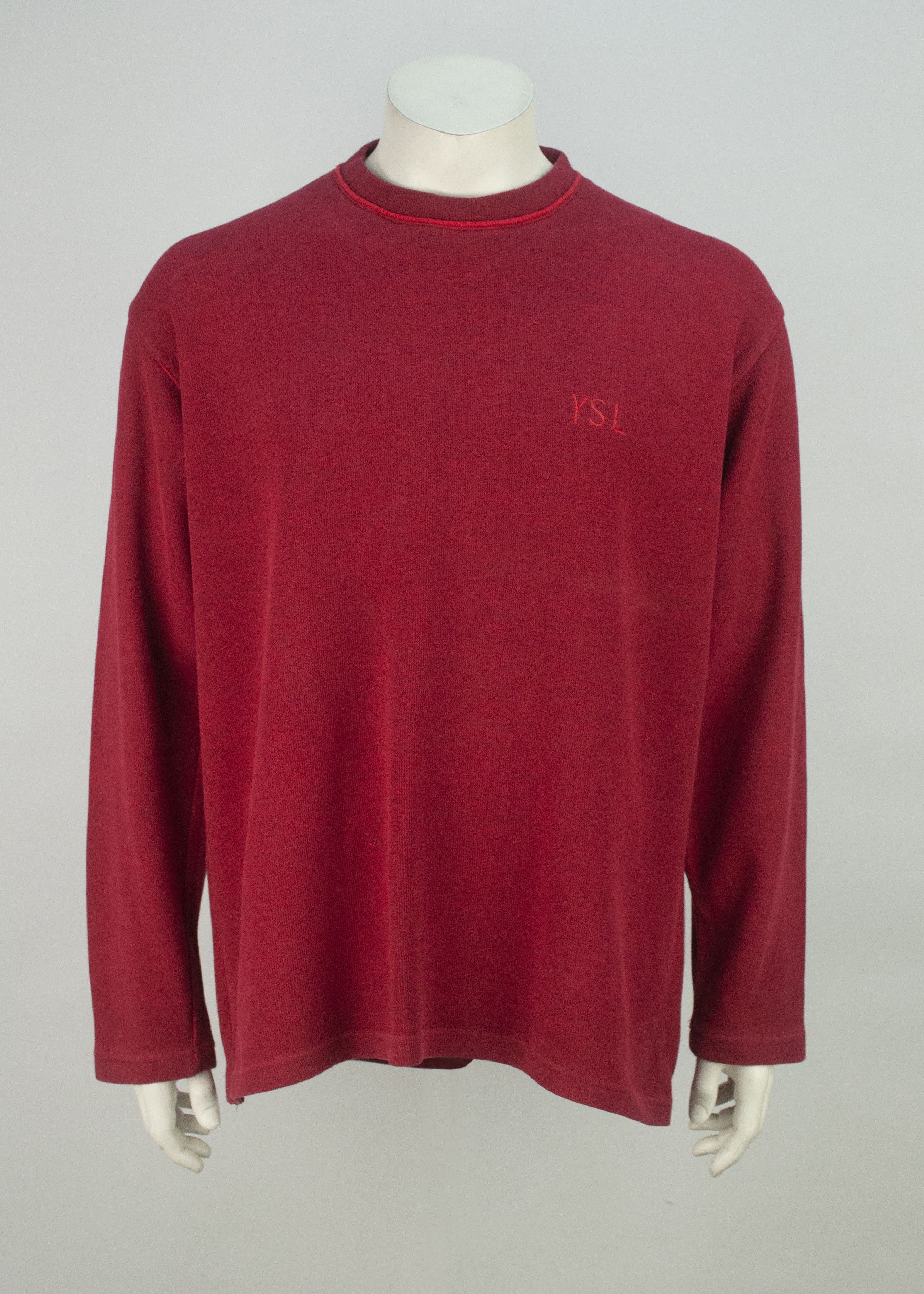 image of Saint Laurent Paris x Vintage VTG YVES Saint Laurent YSL Logo Spellout Crewneck Sweatshirt in Red (