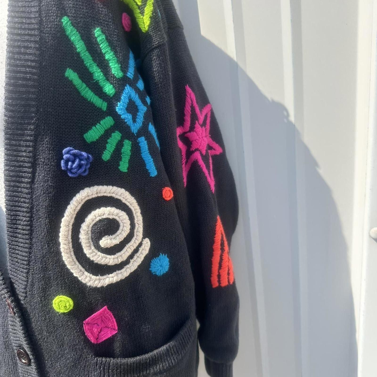Other Black vintage 90s embroidered cardigan cardigan Size S / US 4 / IT 40 - 3 Thumbnail