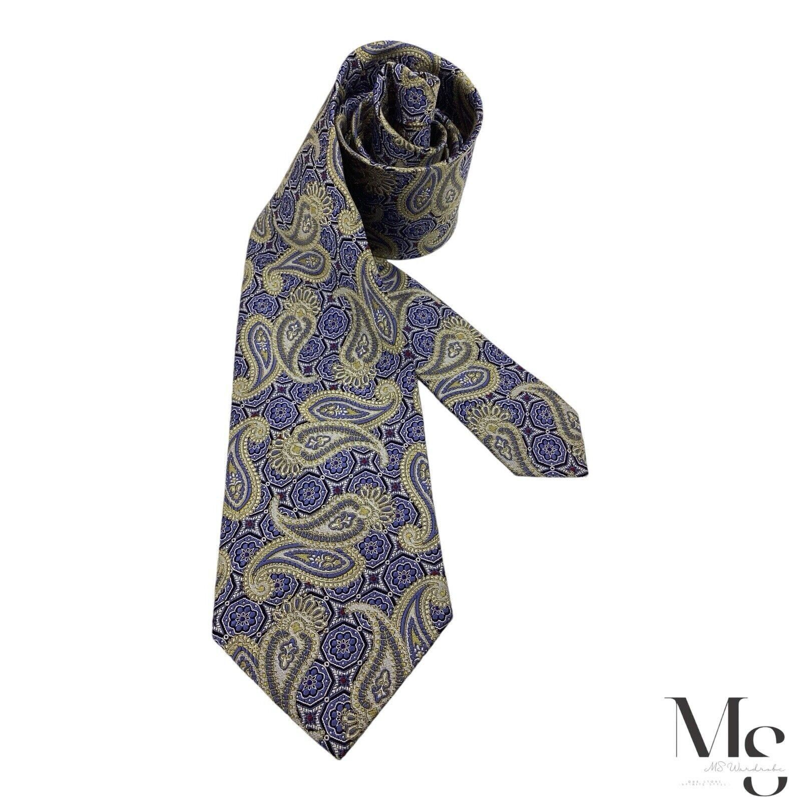Jos. A. Bank JOS. A. BANK Blue Gold Paisley Silk Tie Hand Made In China W Size ONE SIZE - 2 Thumbnail