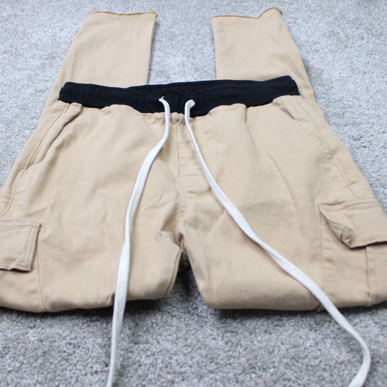 MNML MNML Jogger Pants Mens Medium Beige Drawstring Cotton Stretch Straight Leg Size US 31 - 2 Thumbnail