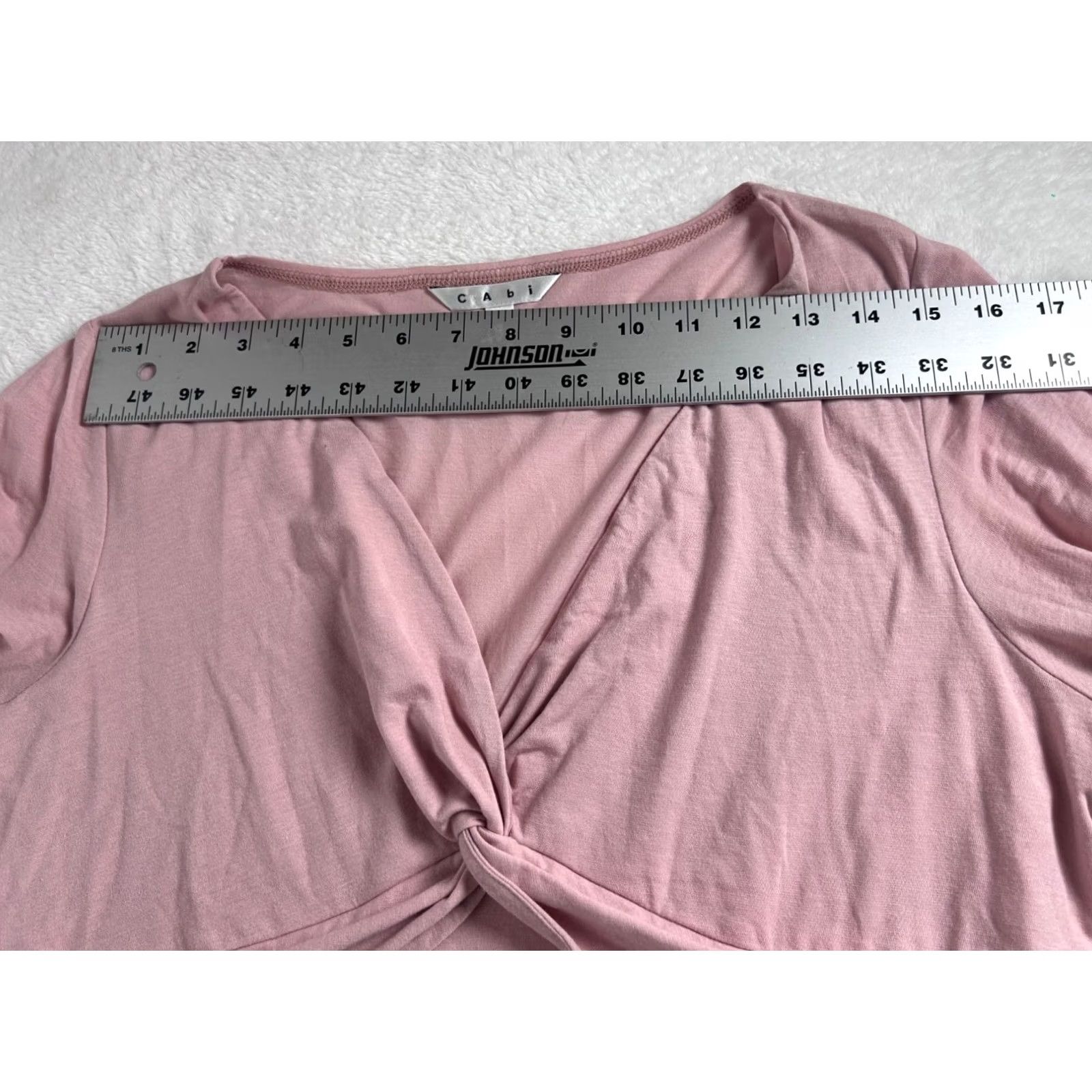 Vintage Cabi Womens Pink Knot Front 3/4 Sleeve Top XL Cotton Blend Stretch Casual Shirt Women Size XL / US 12-14 / IT 48-50 - 6 Thumbnail