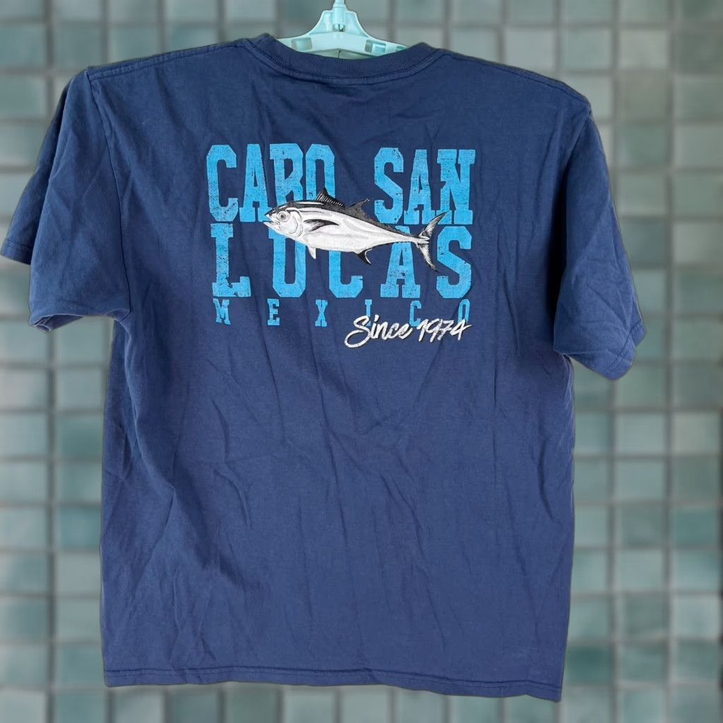 Vintage Cabo San Lucas Mexico T Shirt Adult Size L Blue Graphic Tee shirt Men Tropical 90s Concert Mens Size US L / EU 52-54 / 3 - 1 Thumbnail