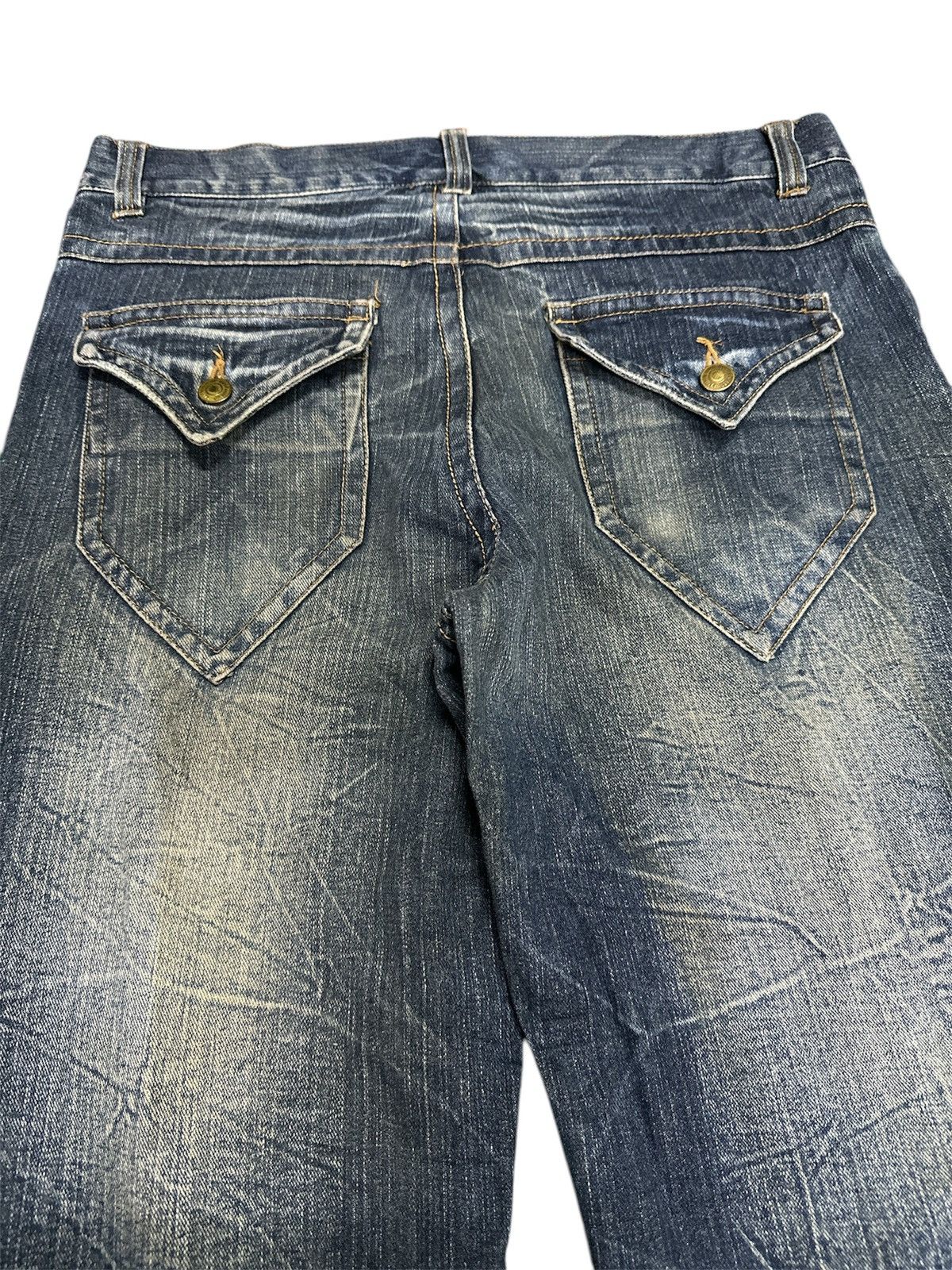 Japanese Brand Flare💥Distress Denim uknown Brand BootCut . Size US 33 - 4 Thumbnail