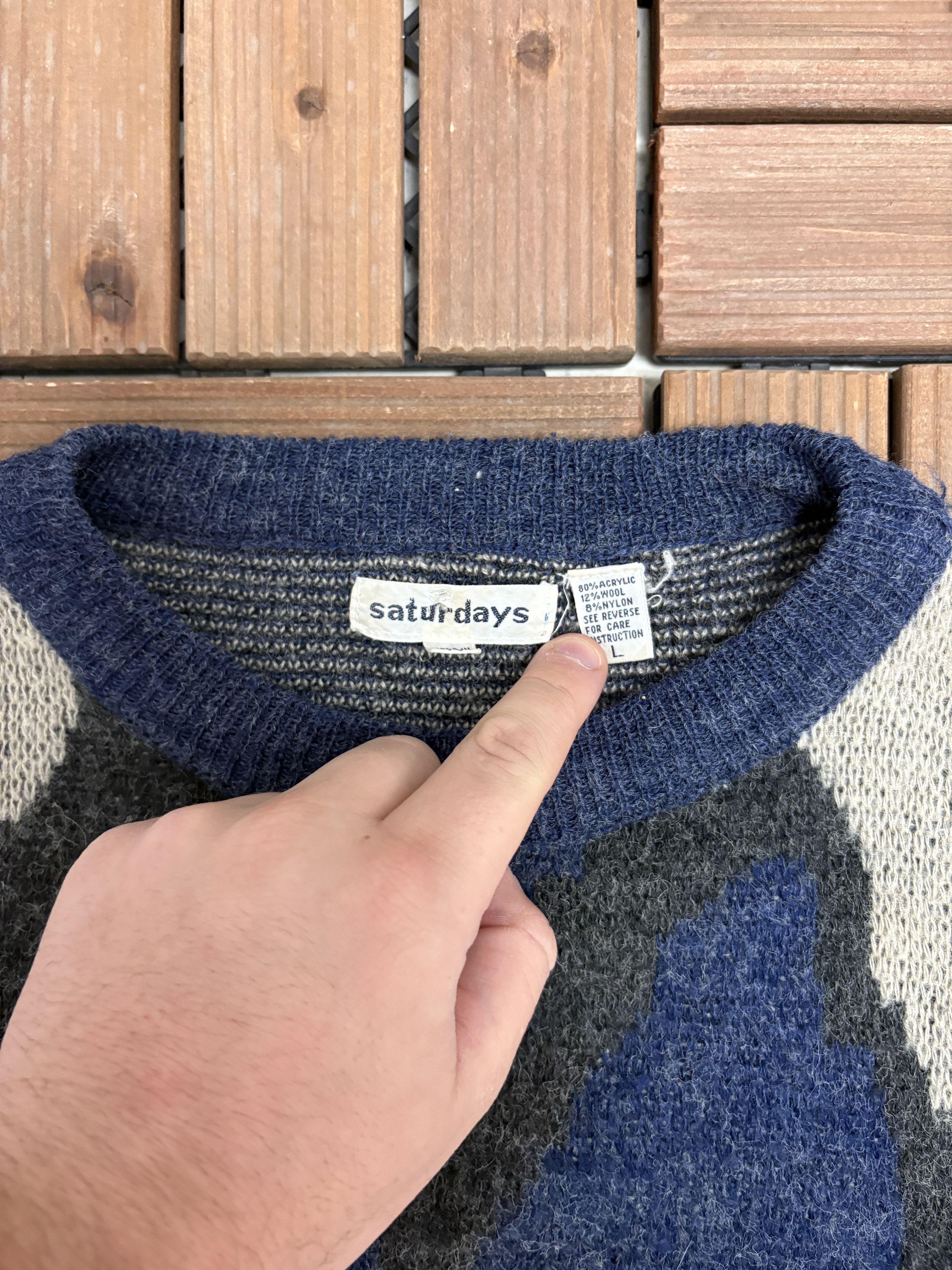 Vintage Saturdays Abstract Pattern Vintage Blue Knit Sweater Size US L / EU 52-54 / 3 - 5 Thumbnail