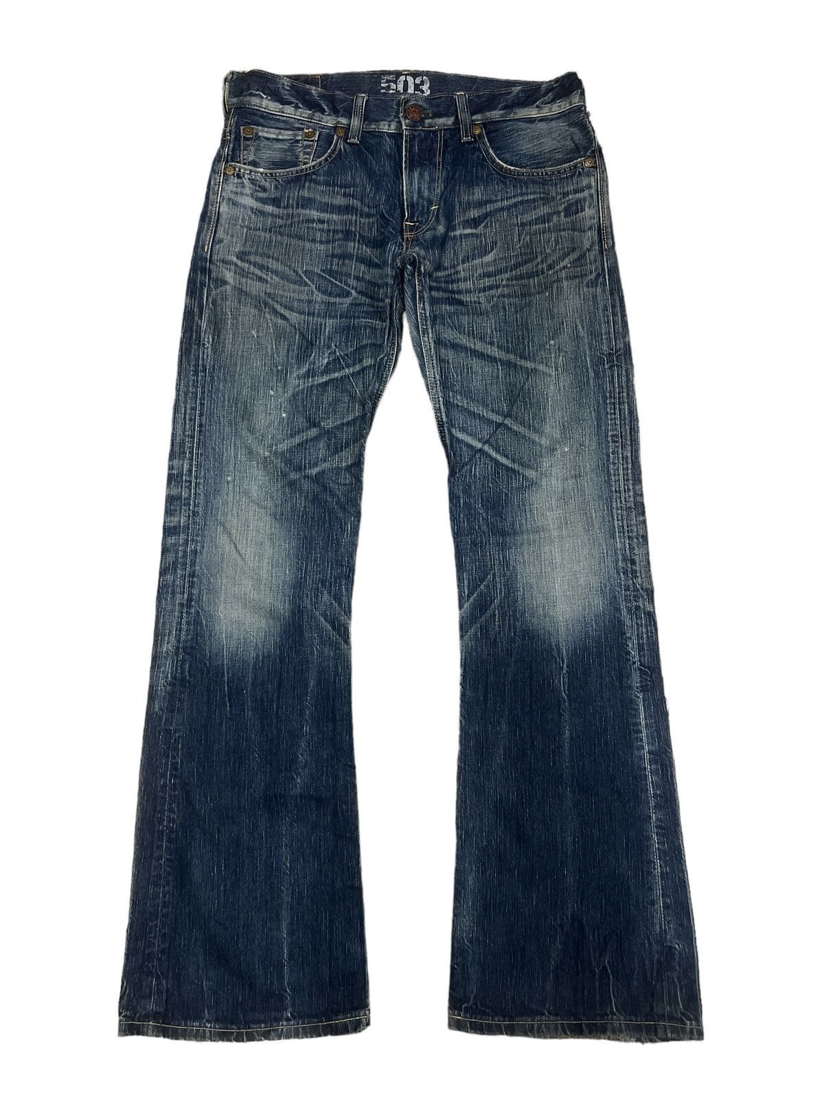 Japanese Brand FLARED🔥EDWIN 503 DISTRESSED DENI PANT Size US 34 / EU 50 - 1 Thumbnail