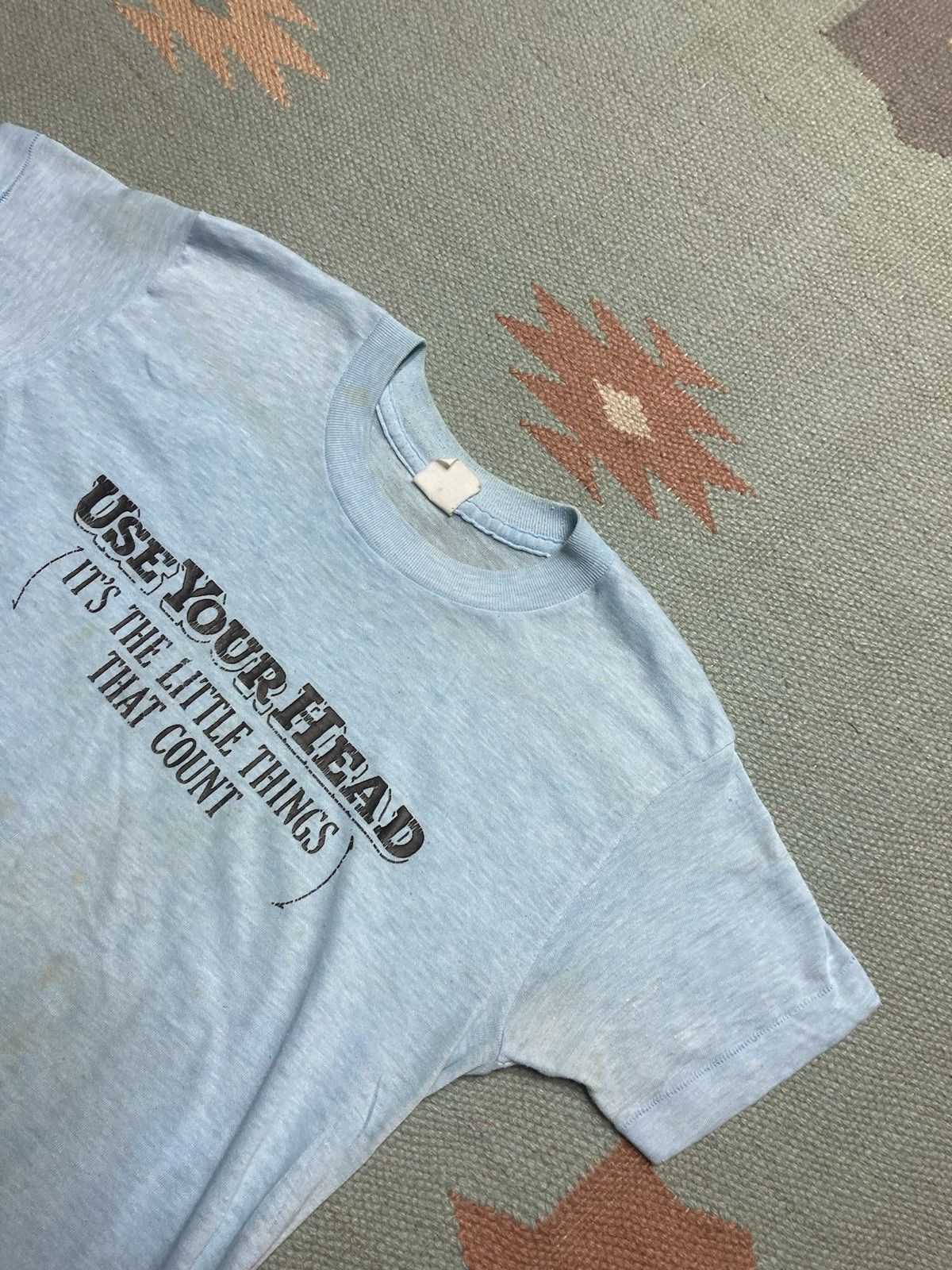 Vintage Vtg 70s t shirt use your head funny boys L women’s baby tee Size S / US 4 / IT 40 - 6 Thumbnail