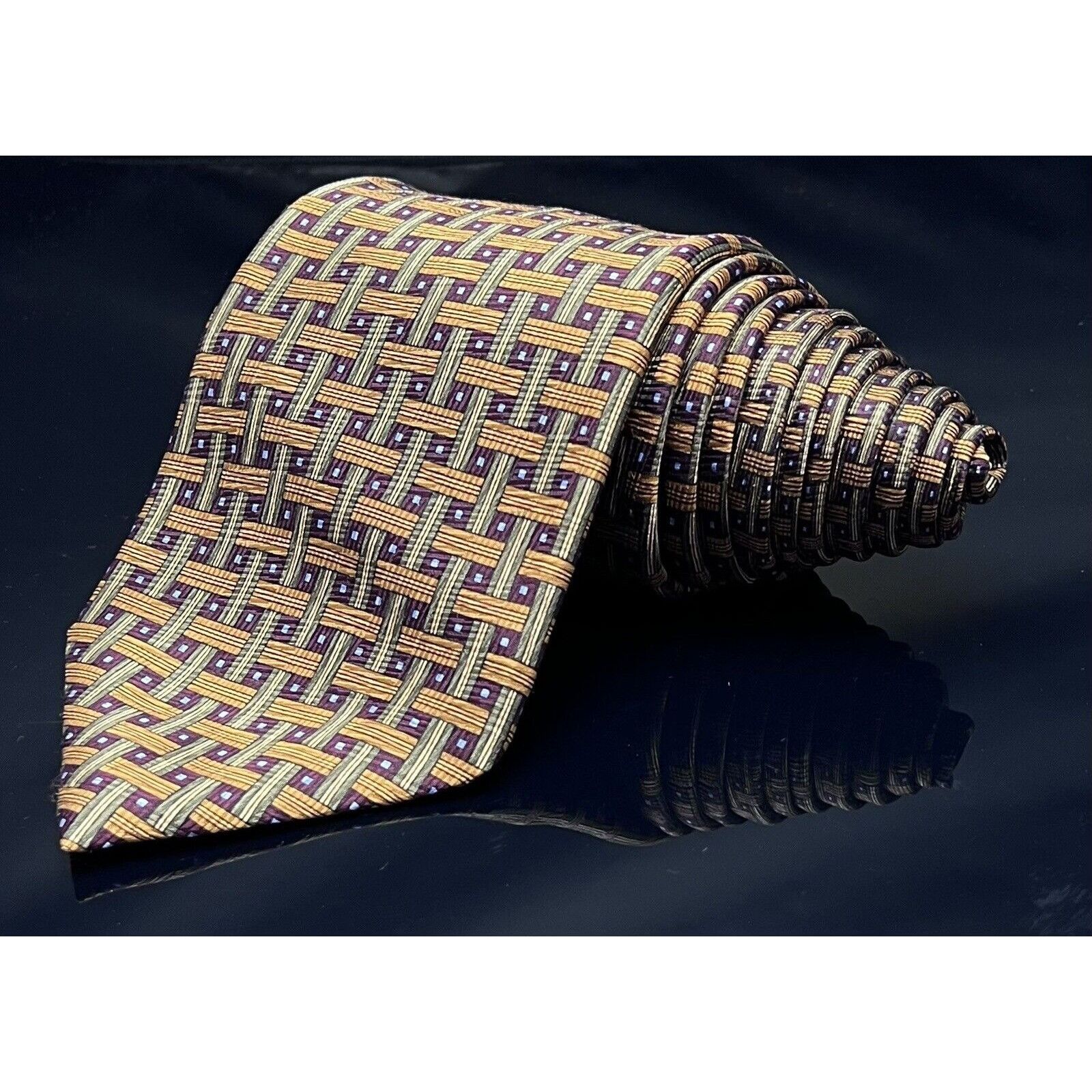 Vintage JZ RICHARDS Silk Tie Blue with Brown Cross Cross Size ONE SIZE - 1 Thumbnail