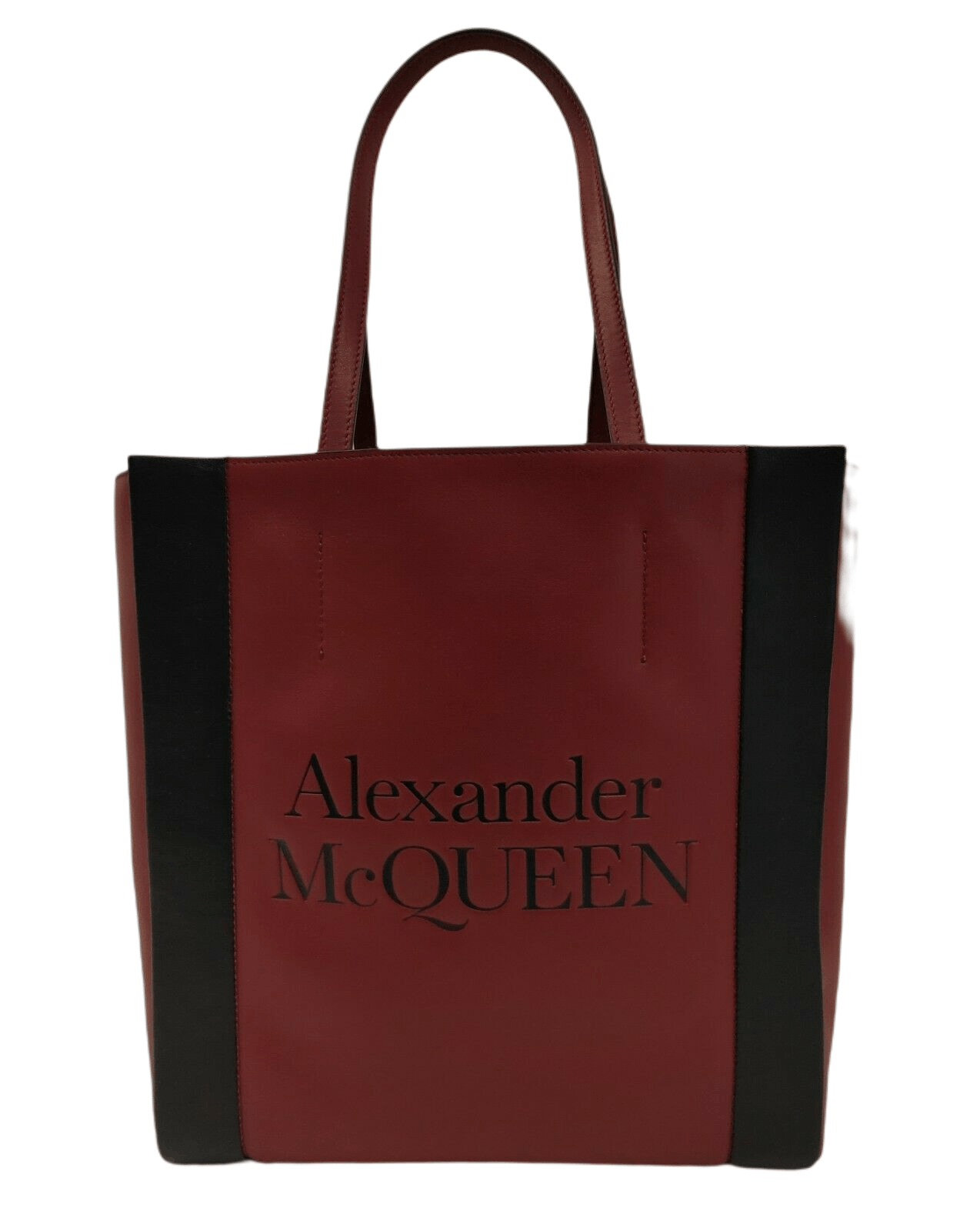 Alexander McQueen Dark Red Leather Signature Logo Shopper Tote Size ONE SIZE - 1 Thumbnail